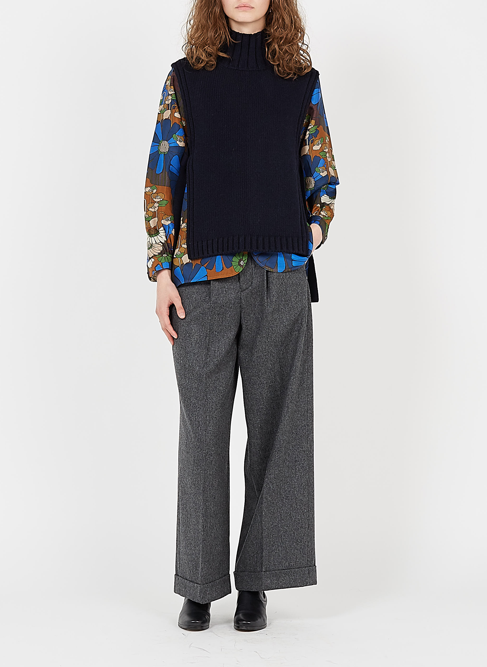 Pull col montant sans manche en laine mélangée or SOEUR Bleu