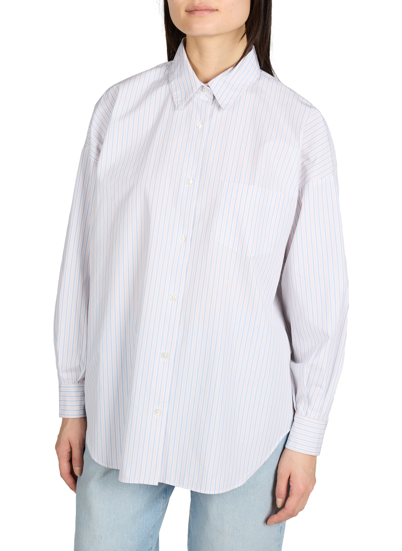 Chemise Giorgia en popeline rayée de coton BELLEROSE Bleu