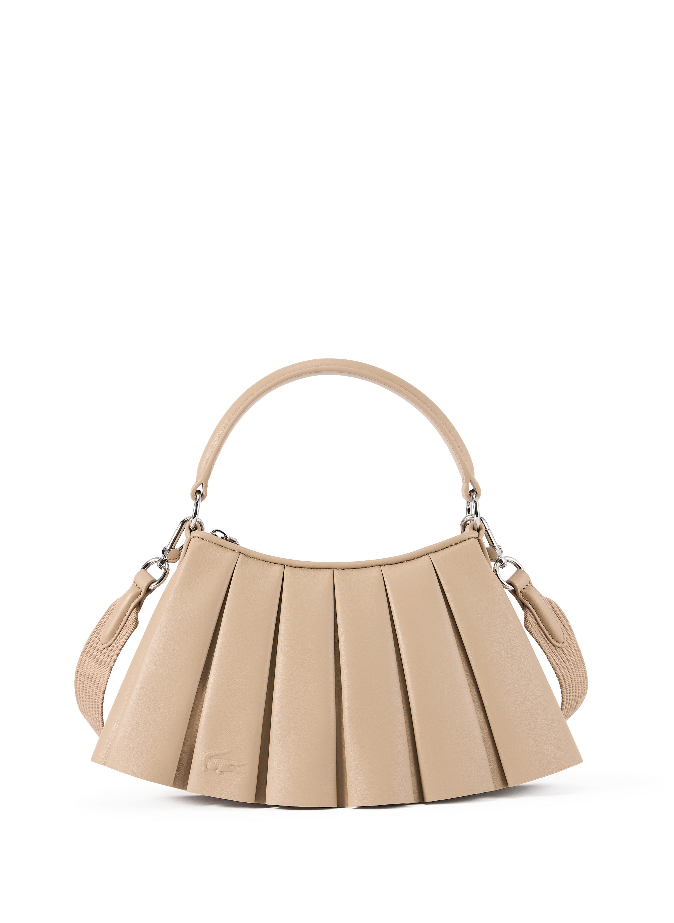 Pleated leather bag LACOSTE Black