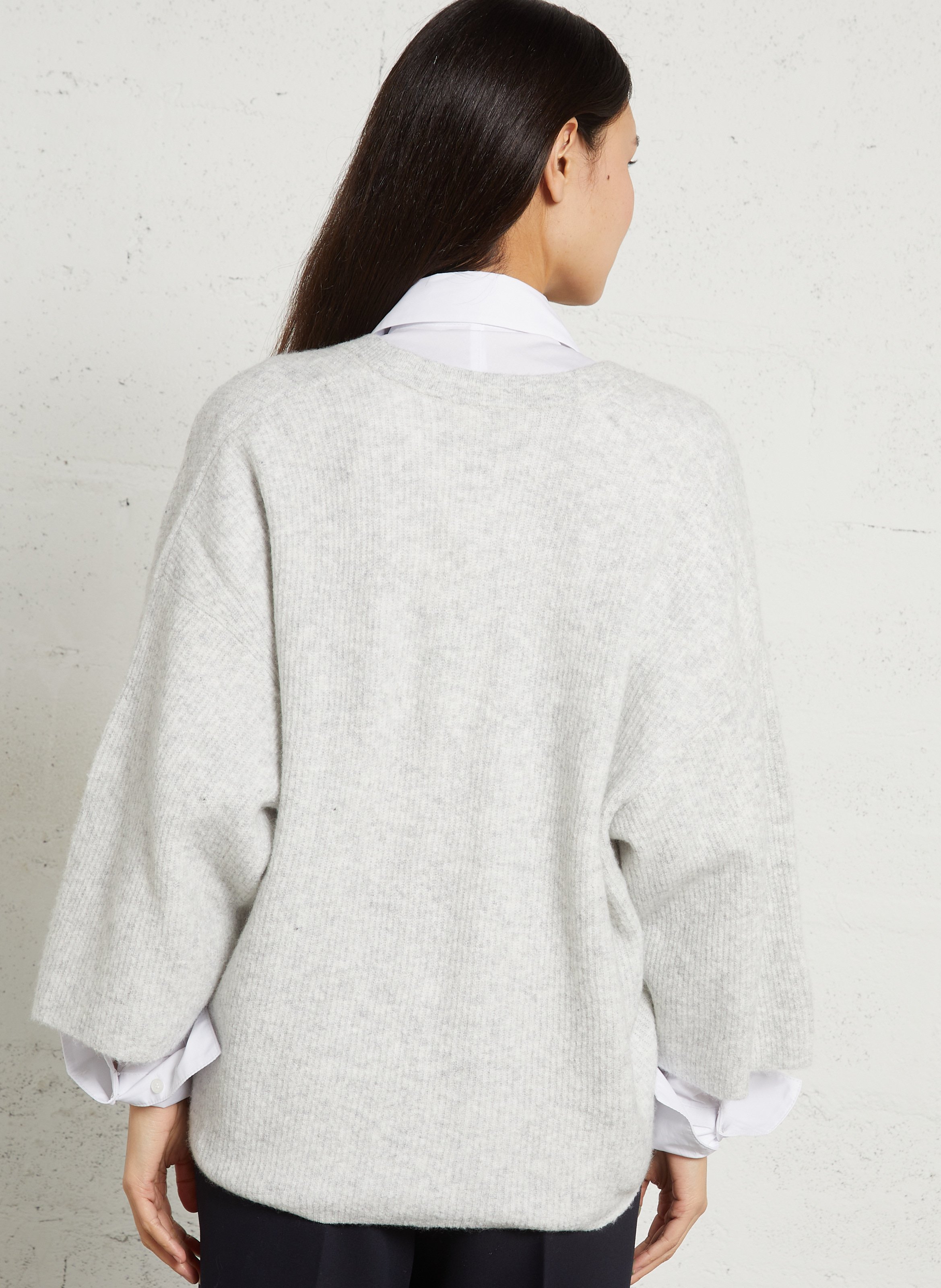 Gilet oversize col rond en maille damsville AMERICAN VINTAGE Gris