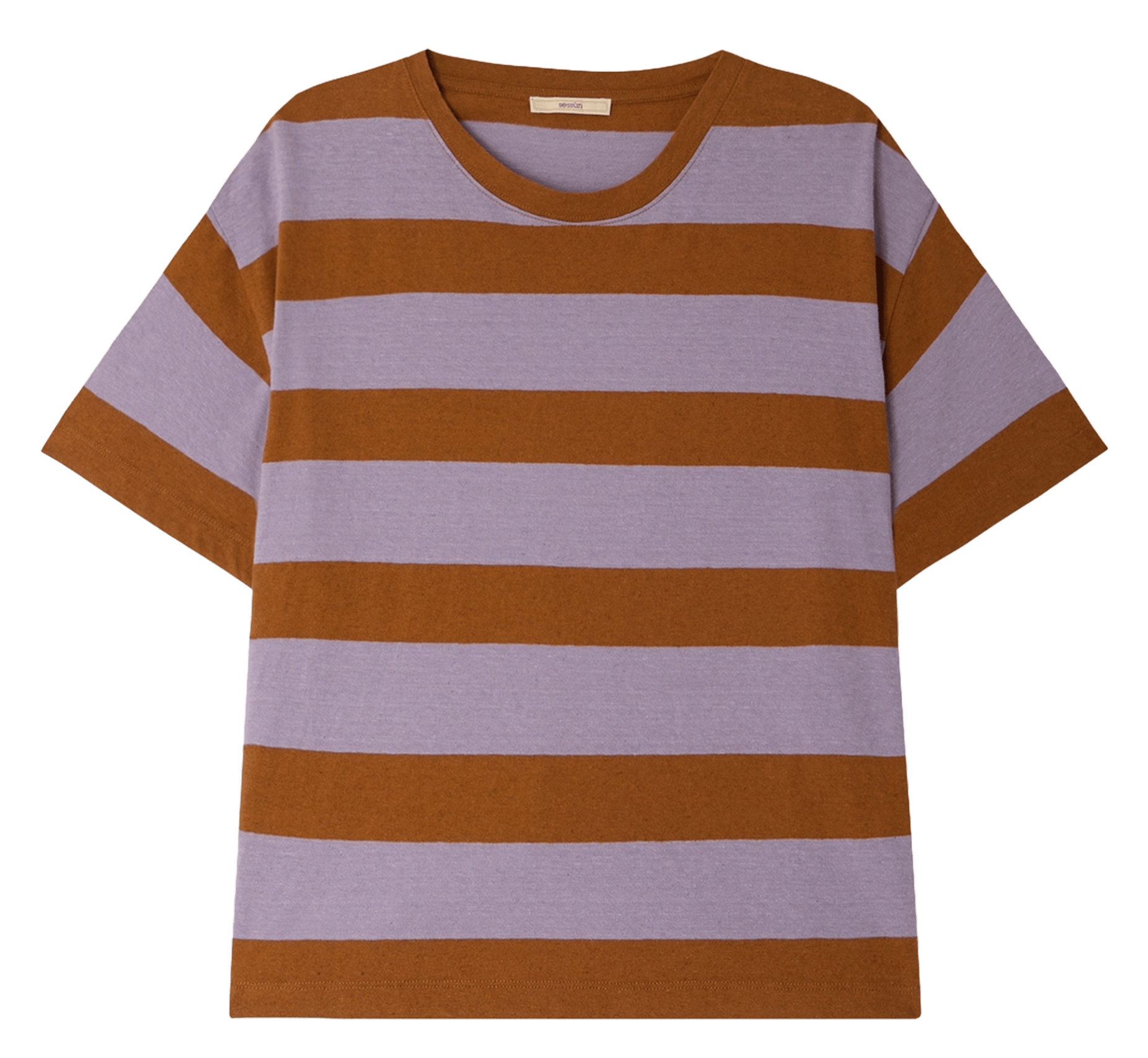Tee-shirt ample col rond en coton mélangé rayé tooli SESSUN Violet