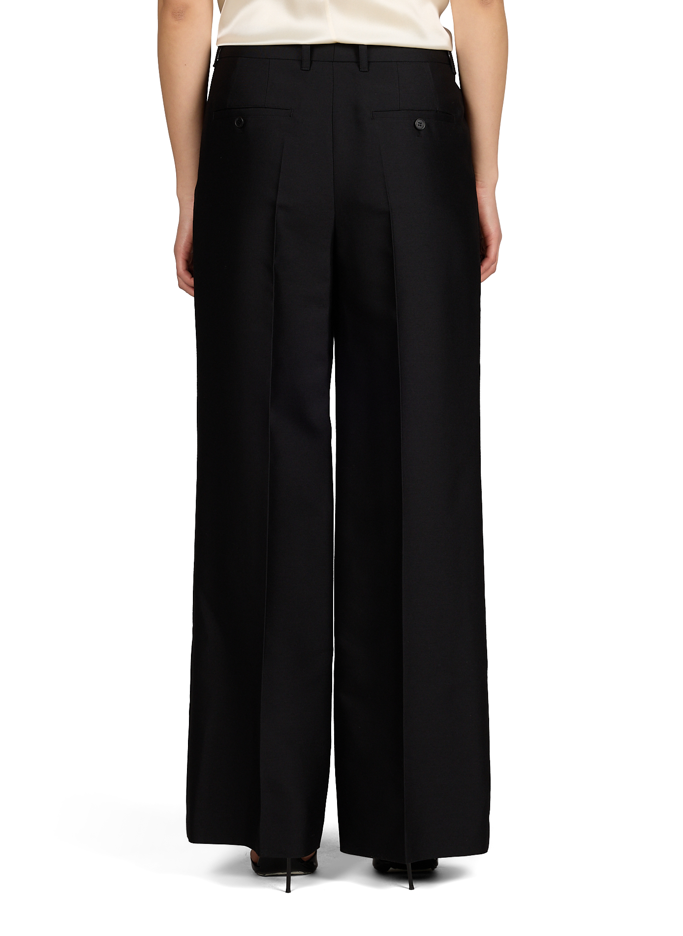 Straight wool and silk pants R2W Black
