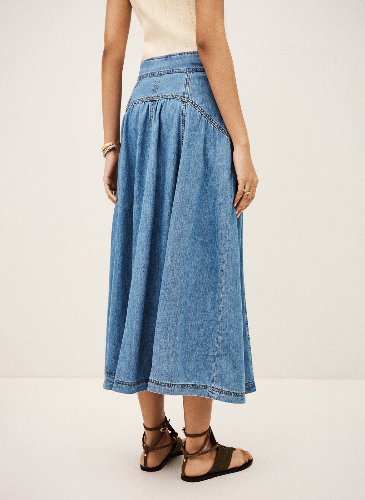 Jupe évasée taille haute en denim lonia BA&SH Bleu