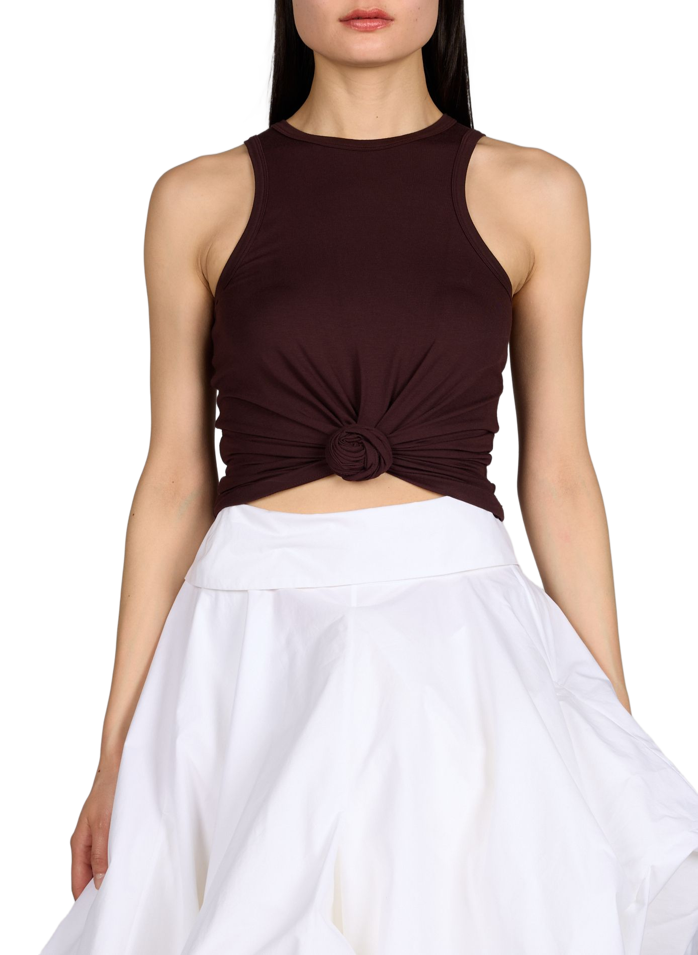 Tanktop mit Baumwollschleife MAGDA BUTRYM Braun