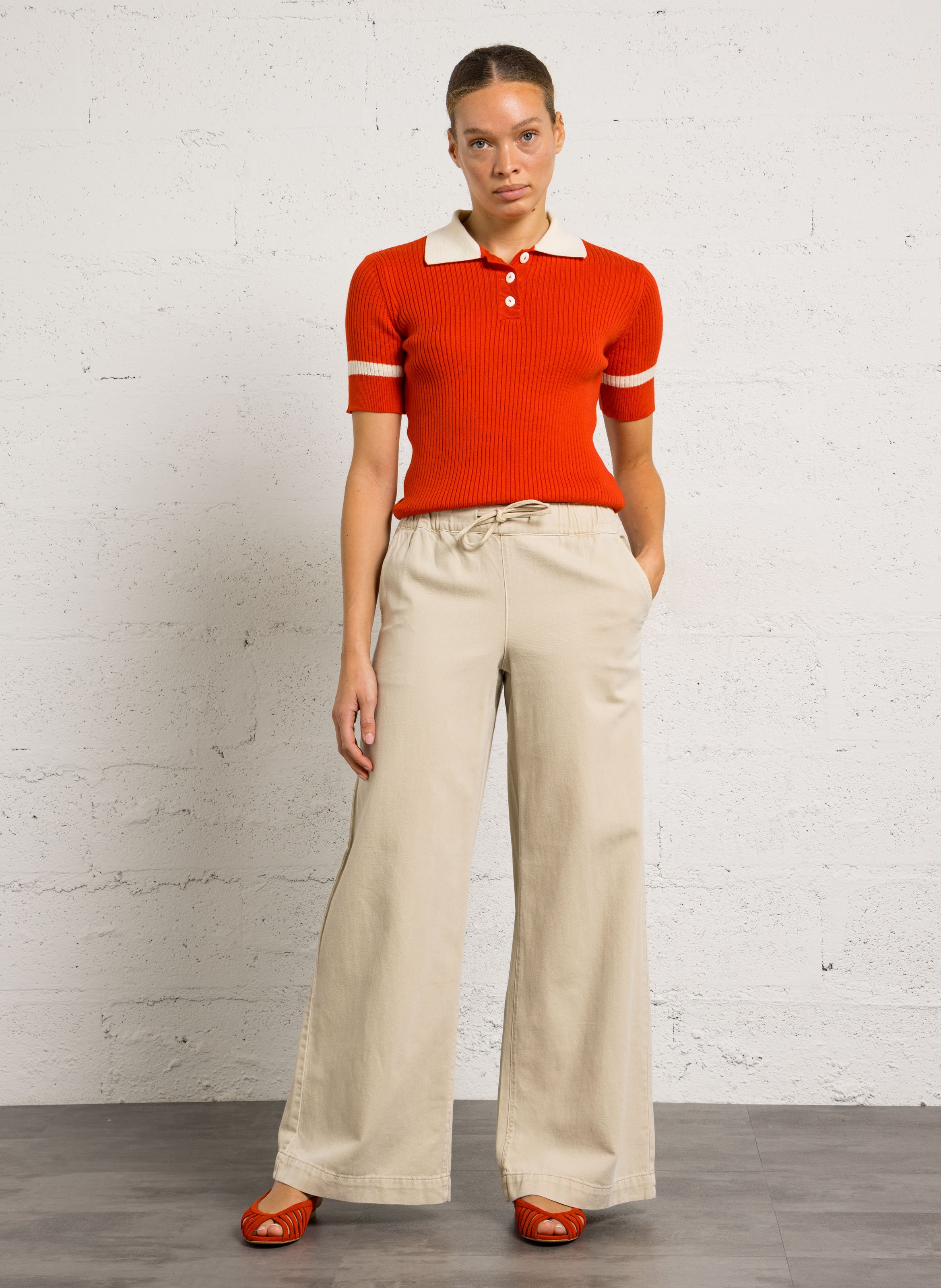 Pantalon large en coton malo MAISON 123 Blanc