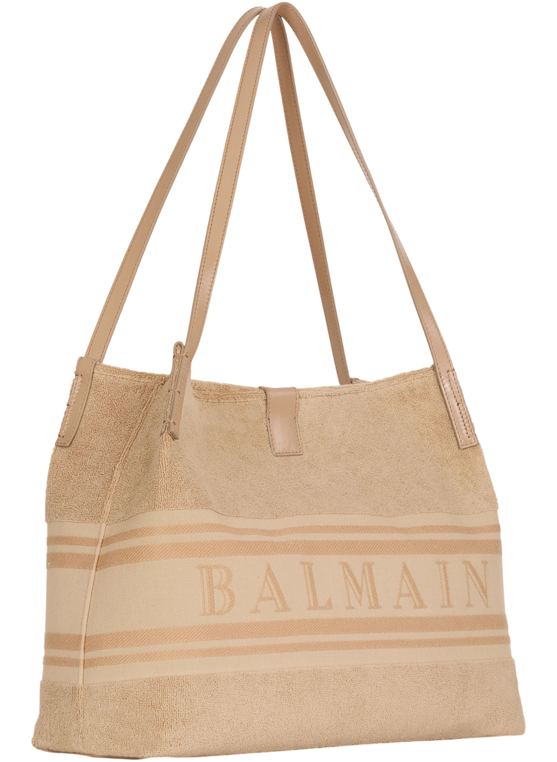 Sac cabas release medium en coton bouclette BALMAIN Beige