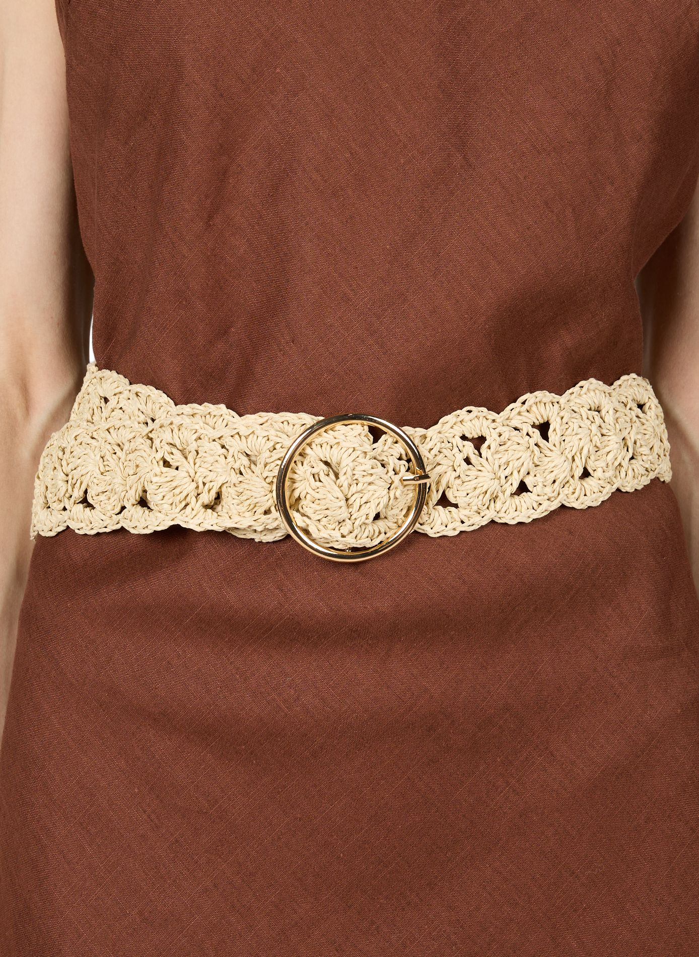 Straw belt VILA Beige