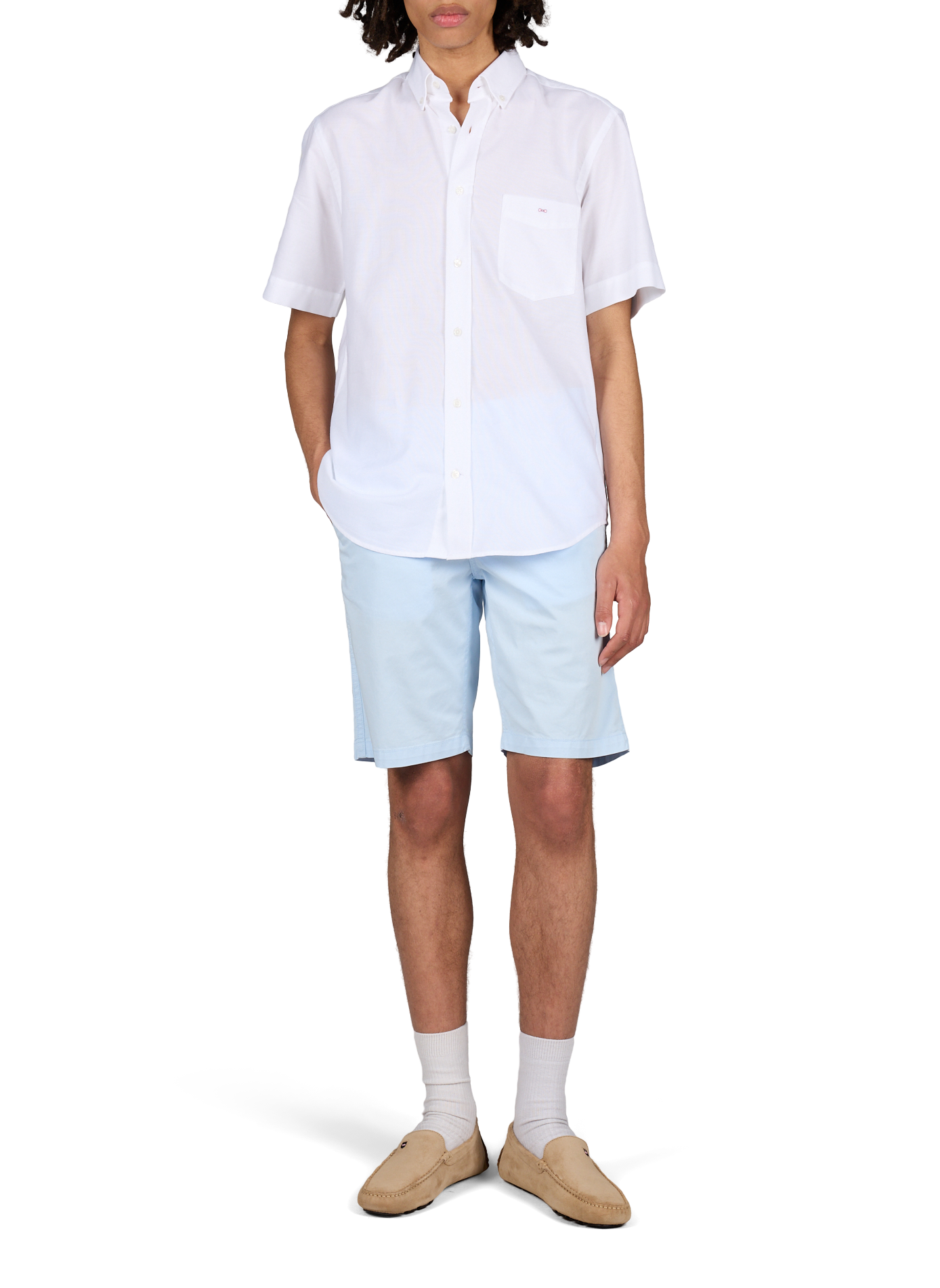 Bermuda uni en coton mélangé EDEN PARK Bleu