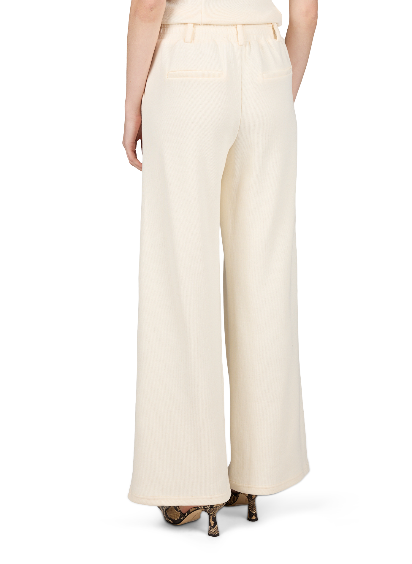 Pantalon évasé en coton mélangé OBJECT Blanc