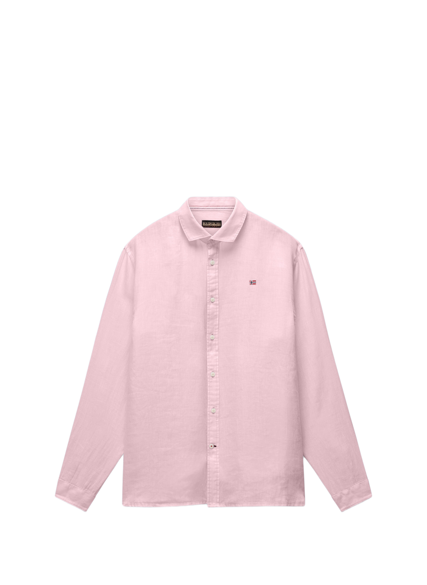 Chemise droite à manches longues en lin NAPAPIJRI Rose