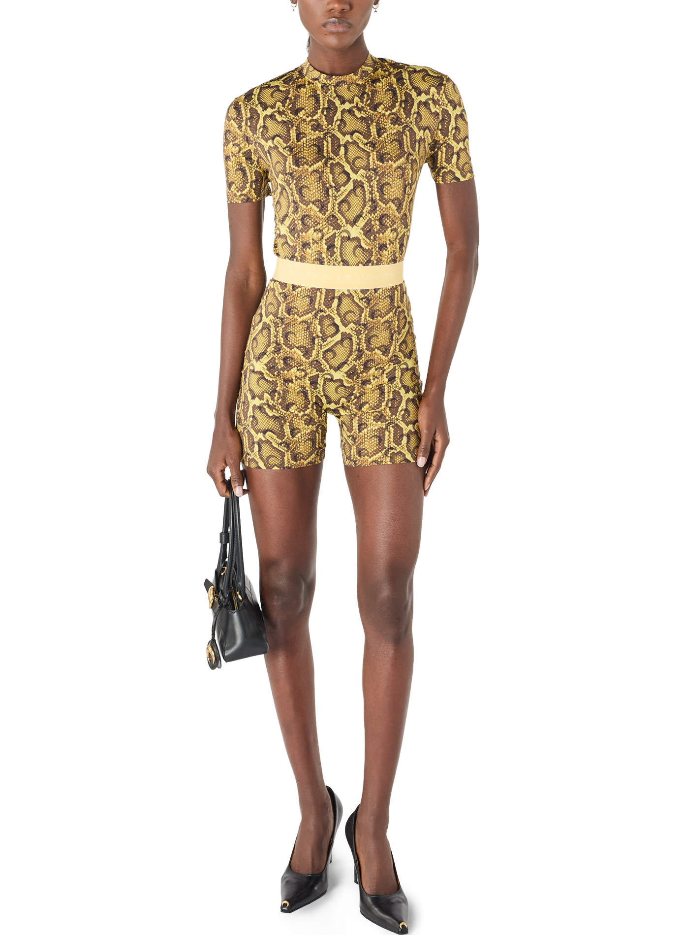 Mini-short en jersey imprimé python MARINE SERRE Geel
