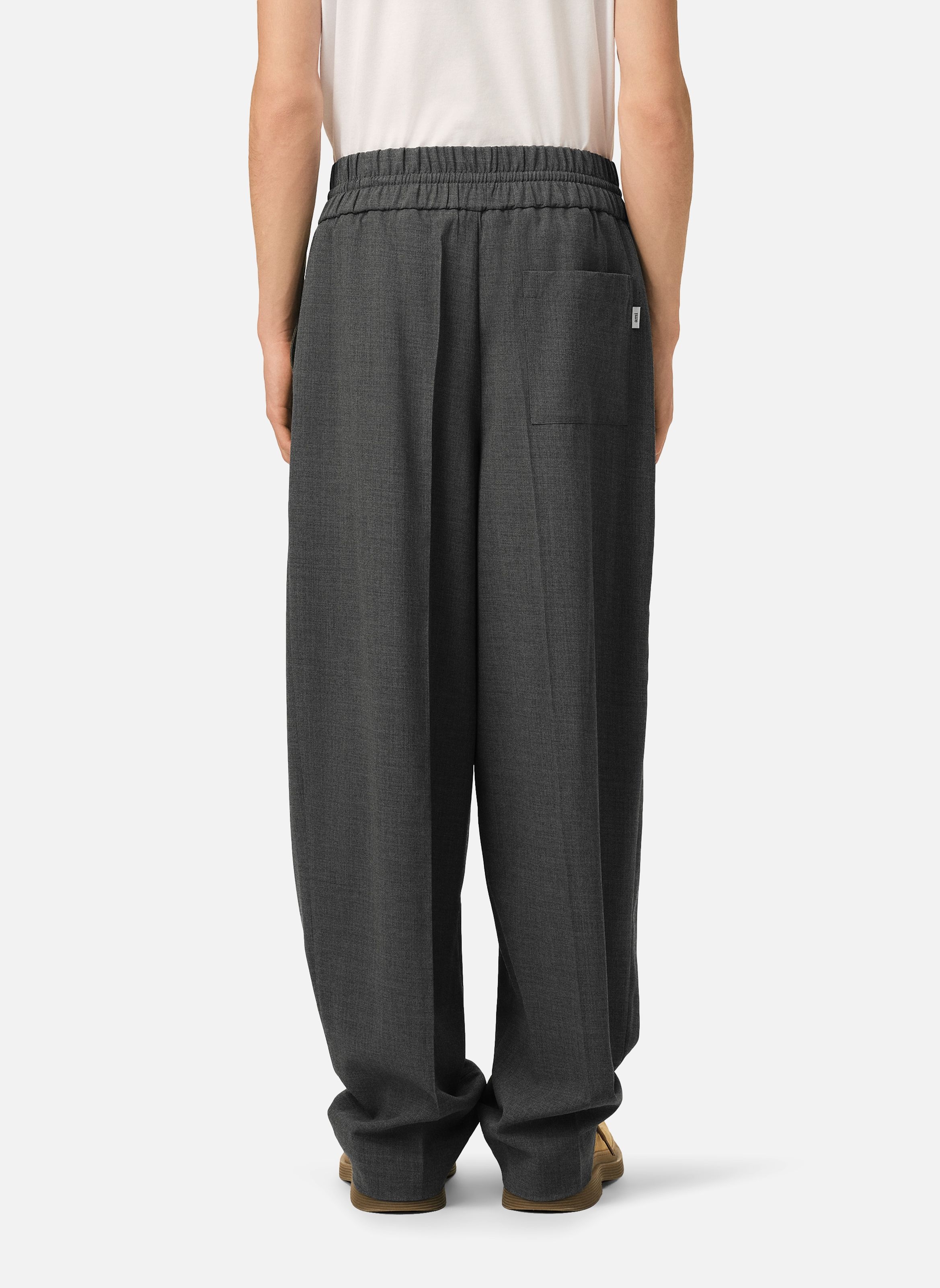 Pantalon unisexe en laine taille élastiquée AMI PARIS Gris