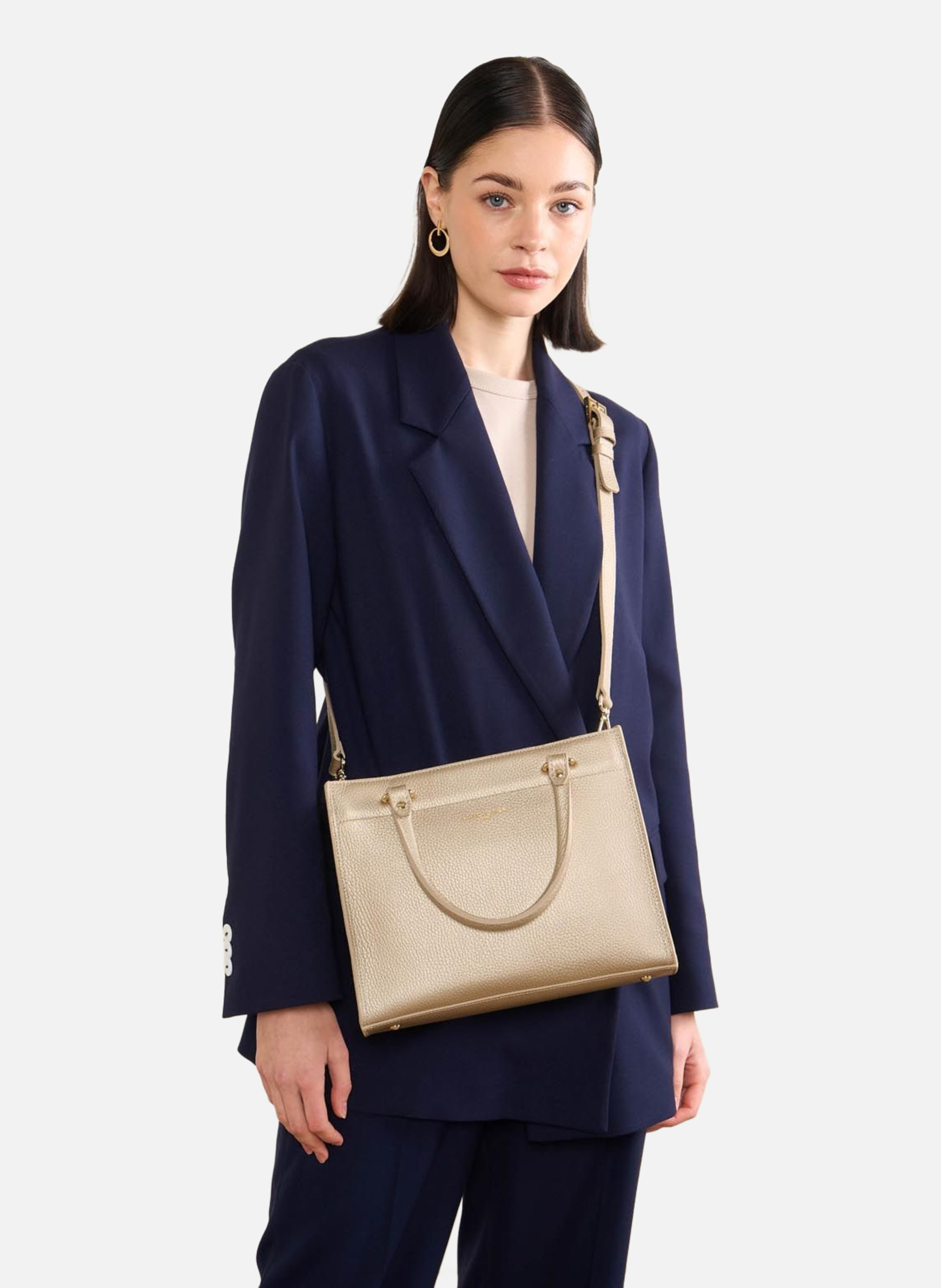 Sac à main - foulonné double daily LANCASTER Doré