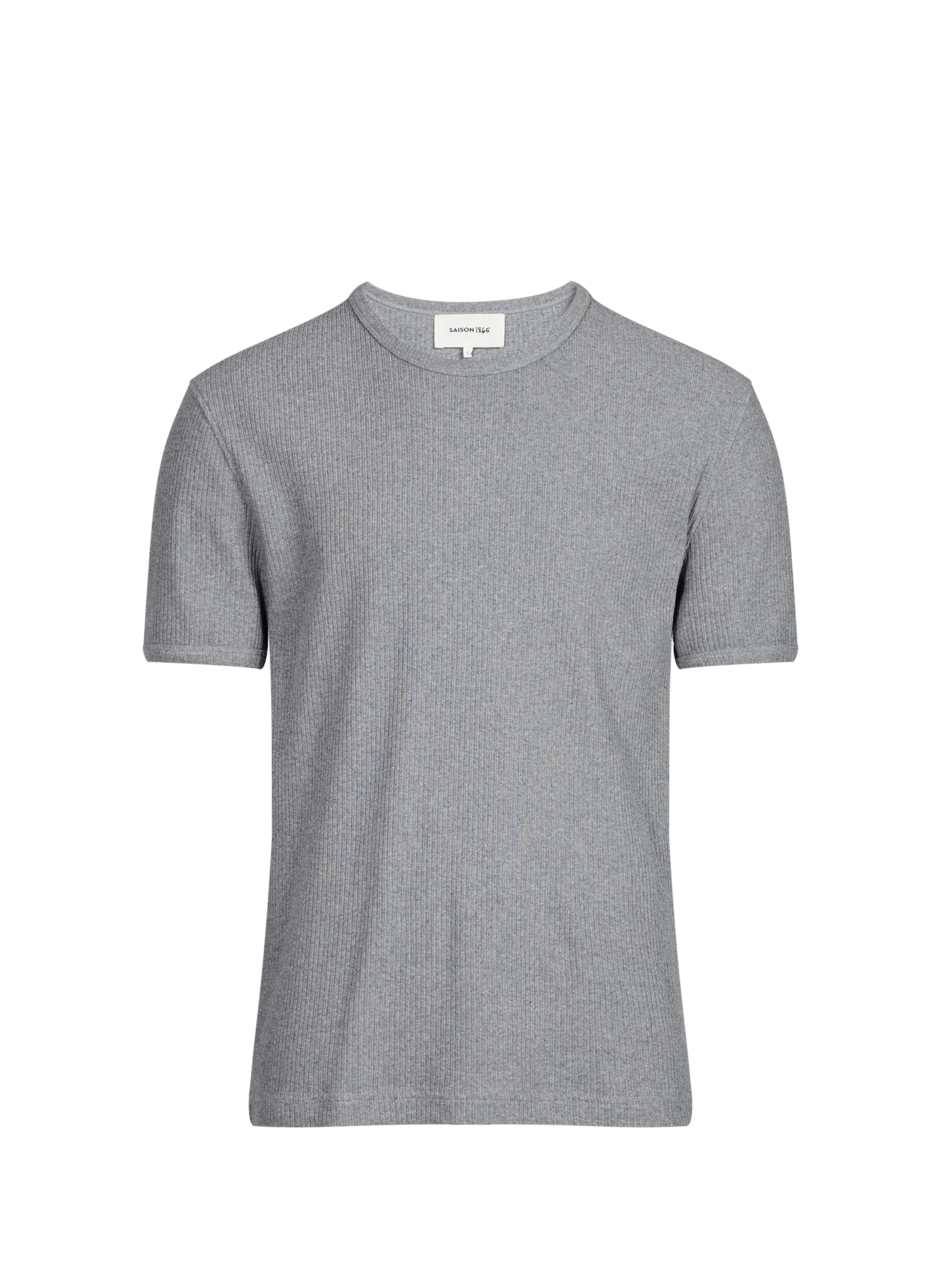 Straight ribbed cotton round neck t-shirt SAISON 1865 Grey