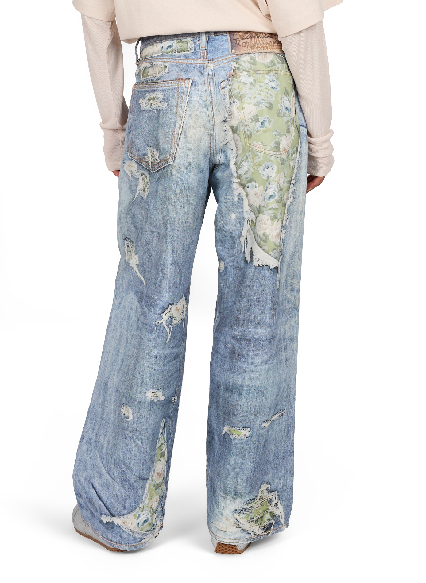 Cotton jeans with flower print effect ACNE STUDIOS Blue