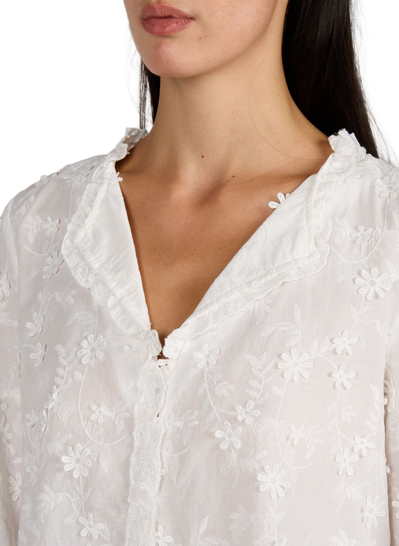 Blouse with floral embroidery in cotton OBJECT White