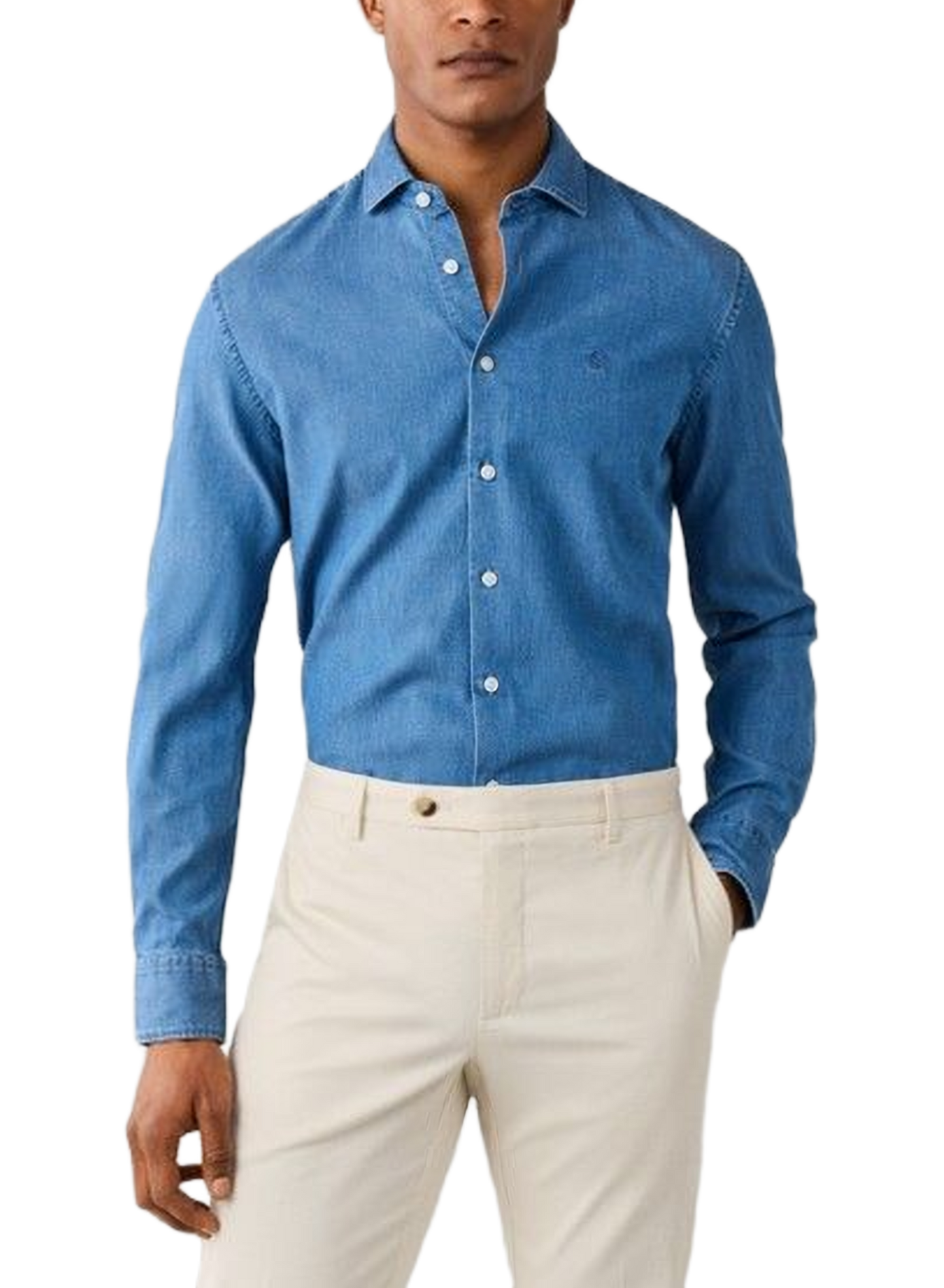 Denim shirt in blended cotton HACKETT Blue