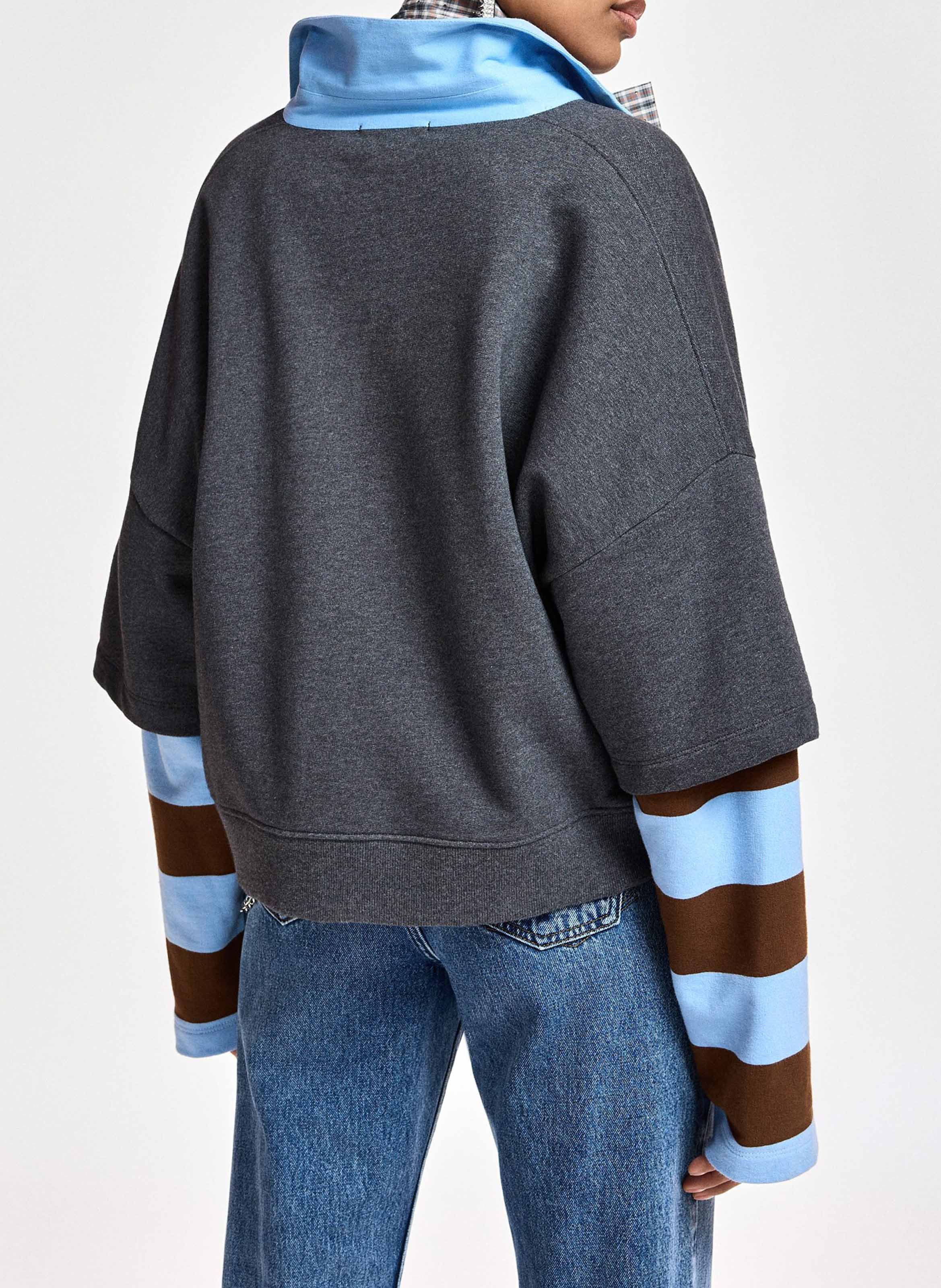 Sweat droit col polo en coton kantelou ESSENTIEL ANTWERP Gris
