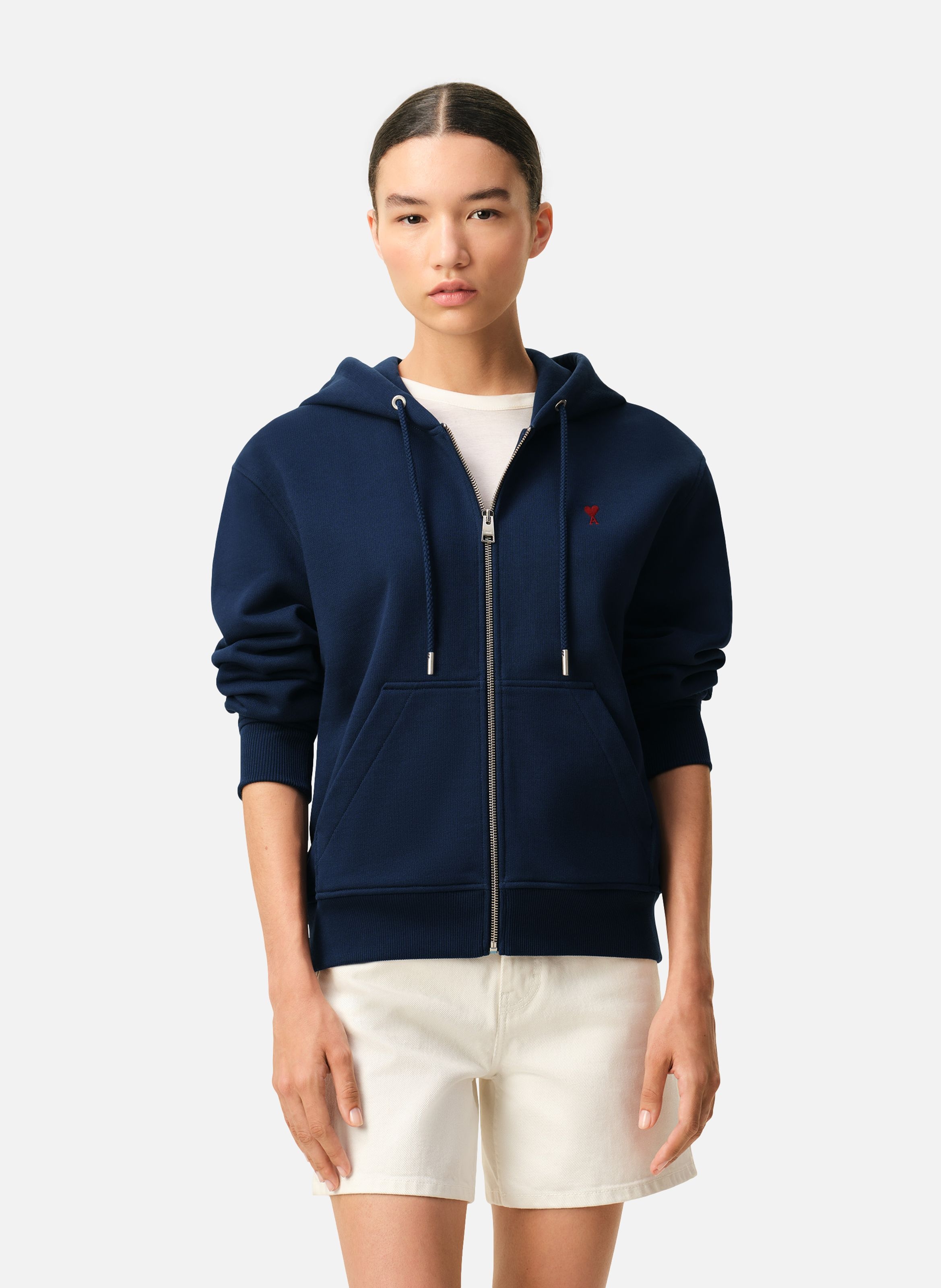 Hoodie zippé ami de coeur rouge unisexe AMI PARIS Bleu