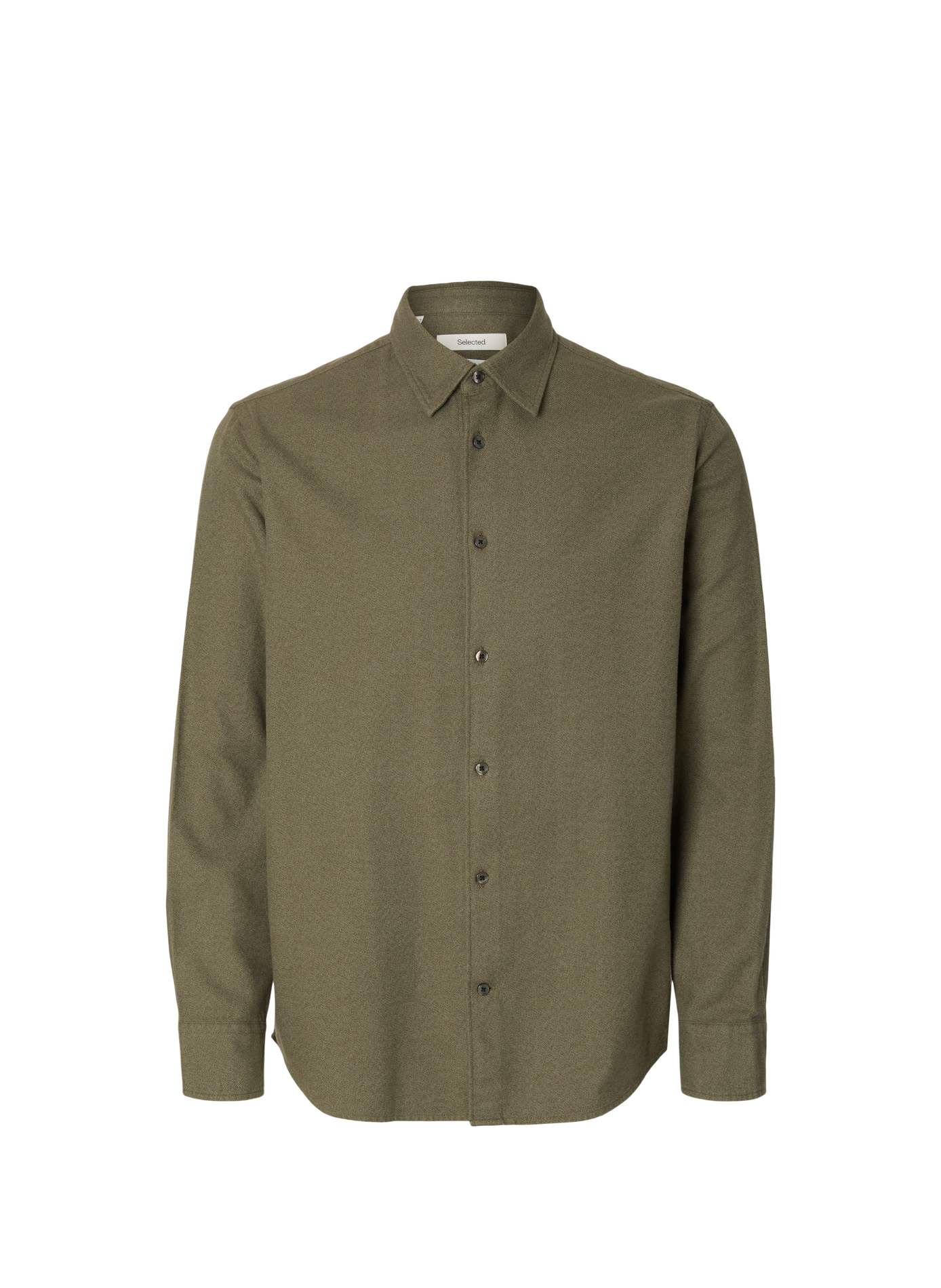 Chemise col classique manches contrastantes en coton SELECTED Green