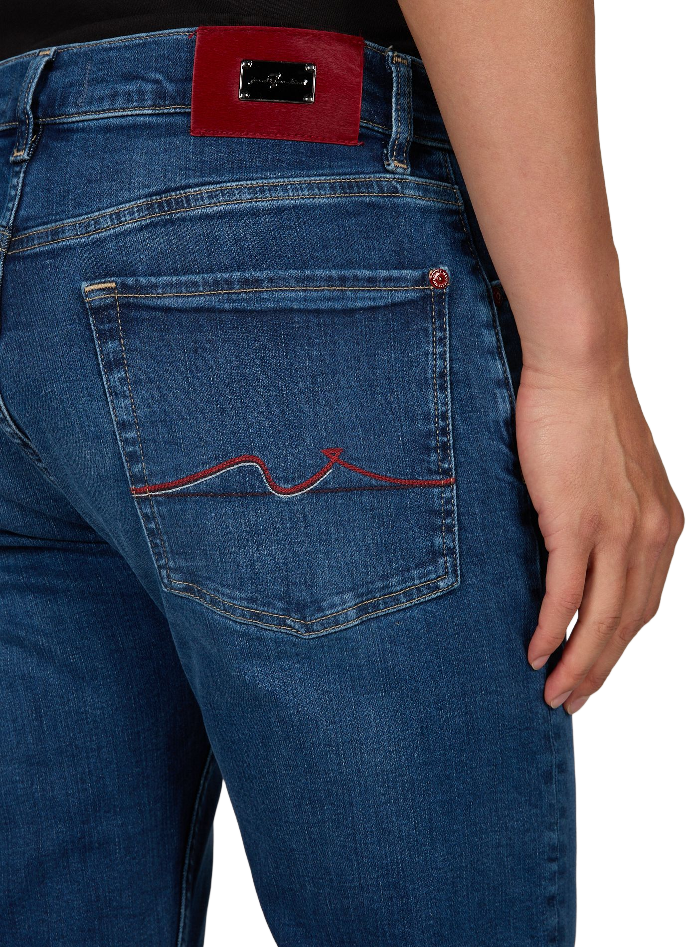 Slim fit washed denim jeans in blended cotton 7 FOR ALL MANKIND Blue