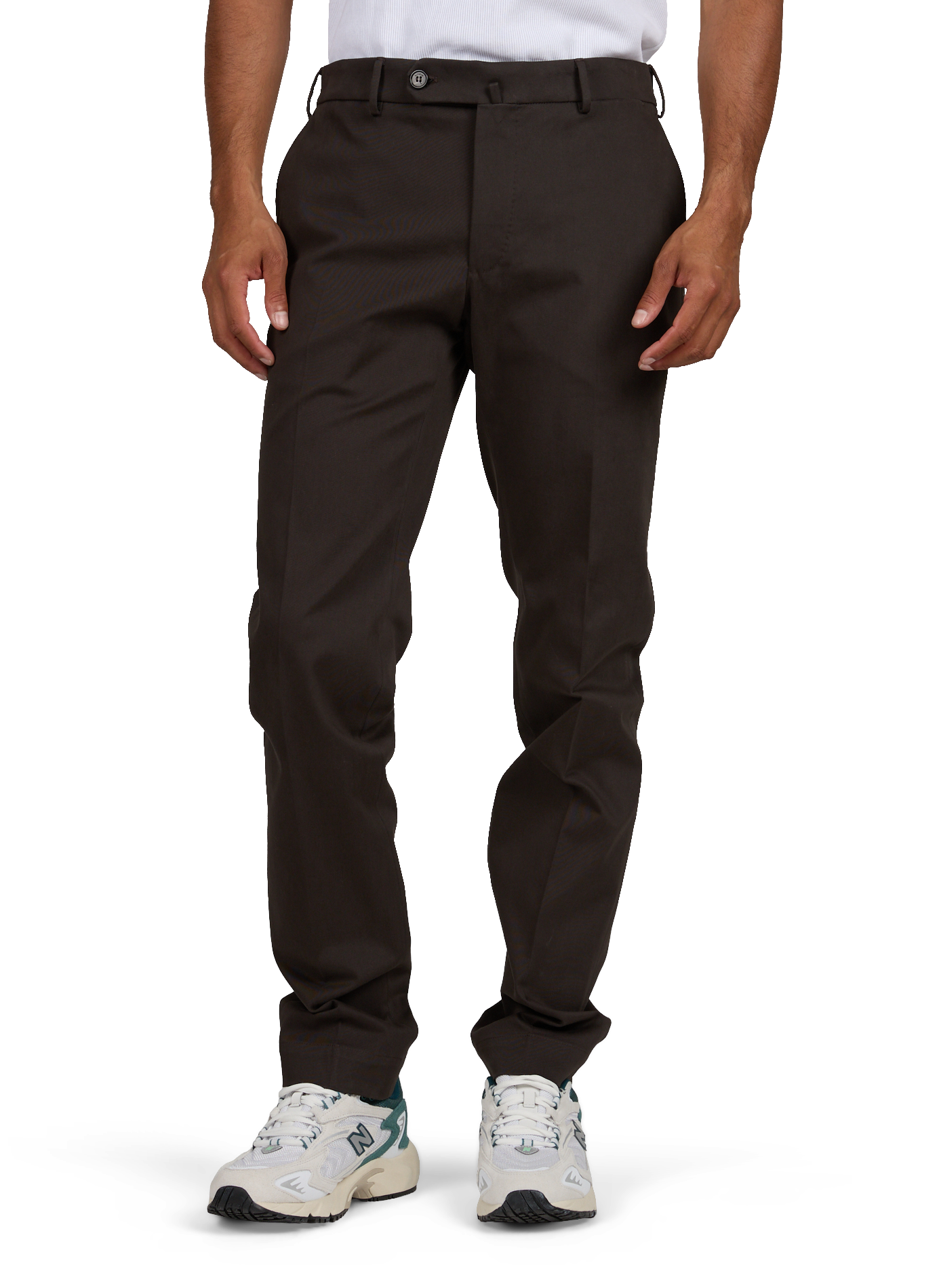 Pantalon droit à plis en coton mélangé SLOWEAR Marron