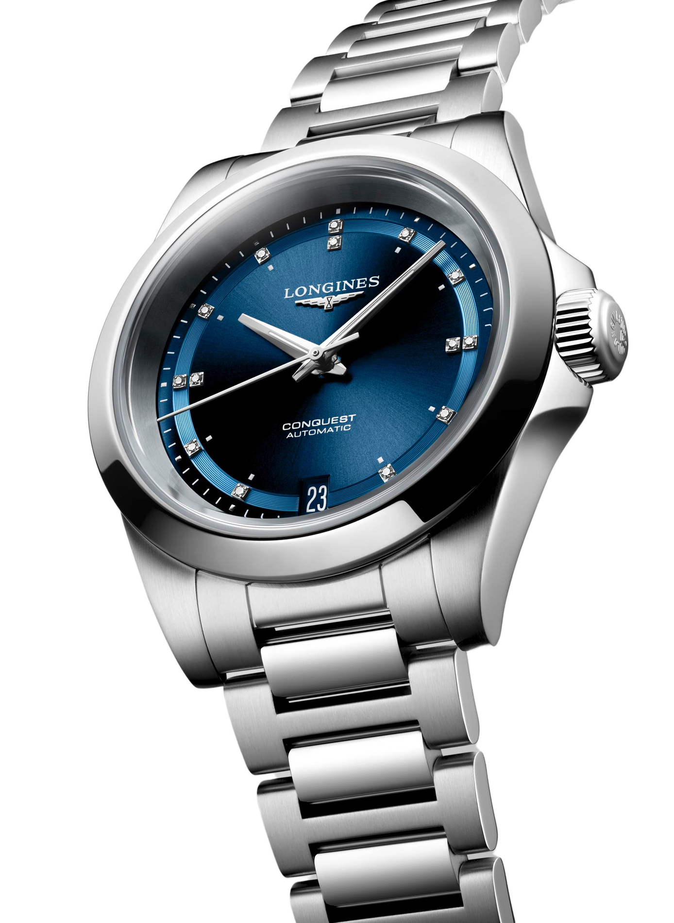 Montre automatique Conquest 2023 en acier inoxydable LONGINES Blanc