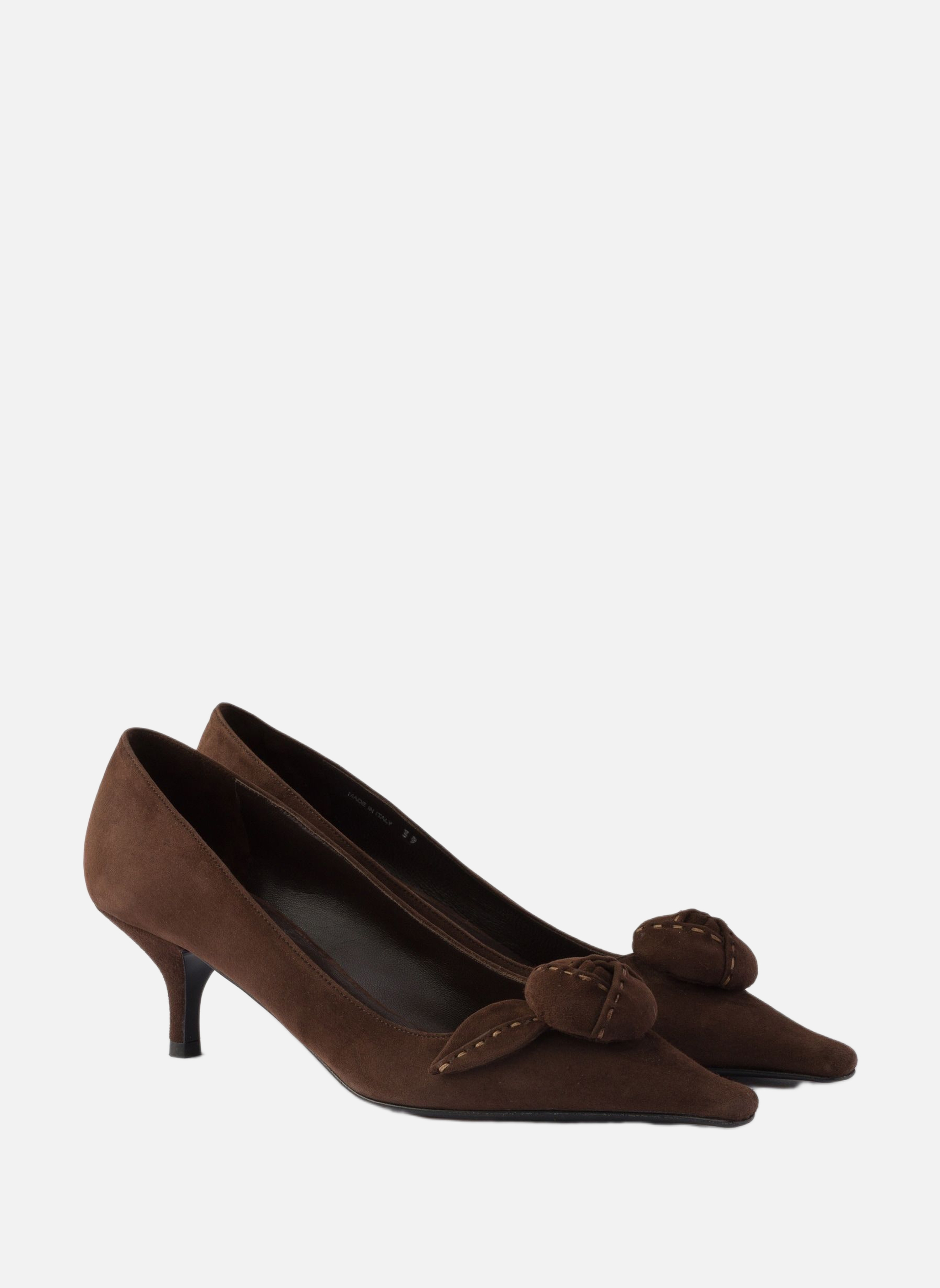 Escarpins en veau velours PRADA Marron