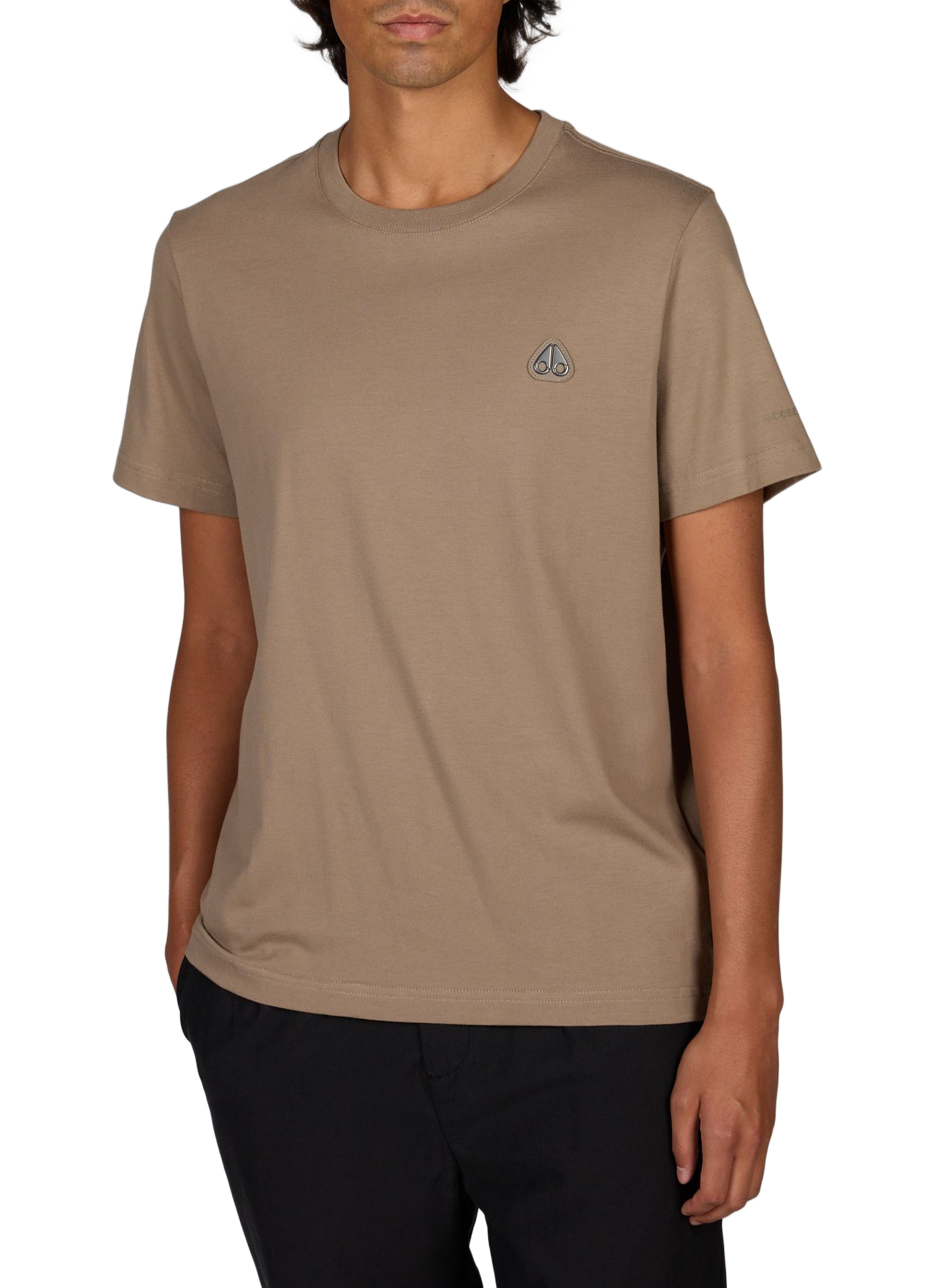Round-neck cotton T-shirt MOOSE KNUCKLES Beige