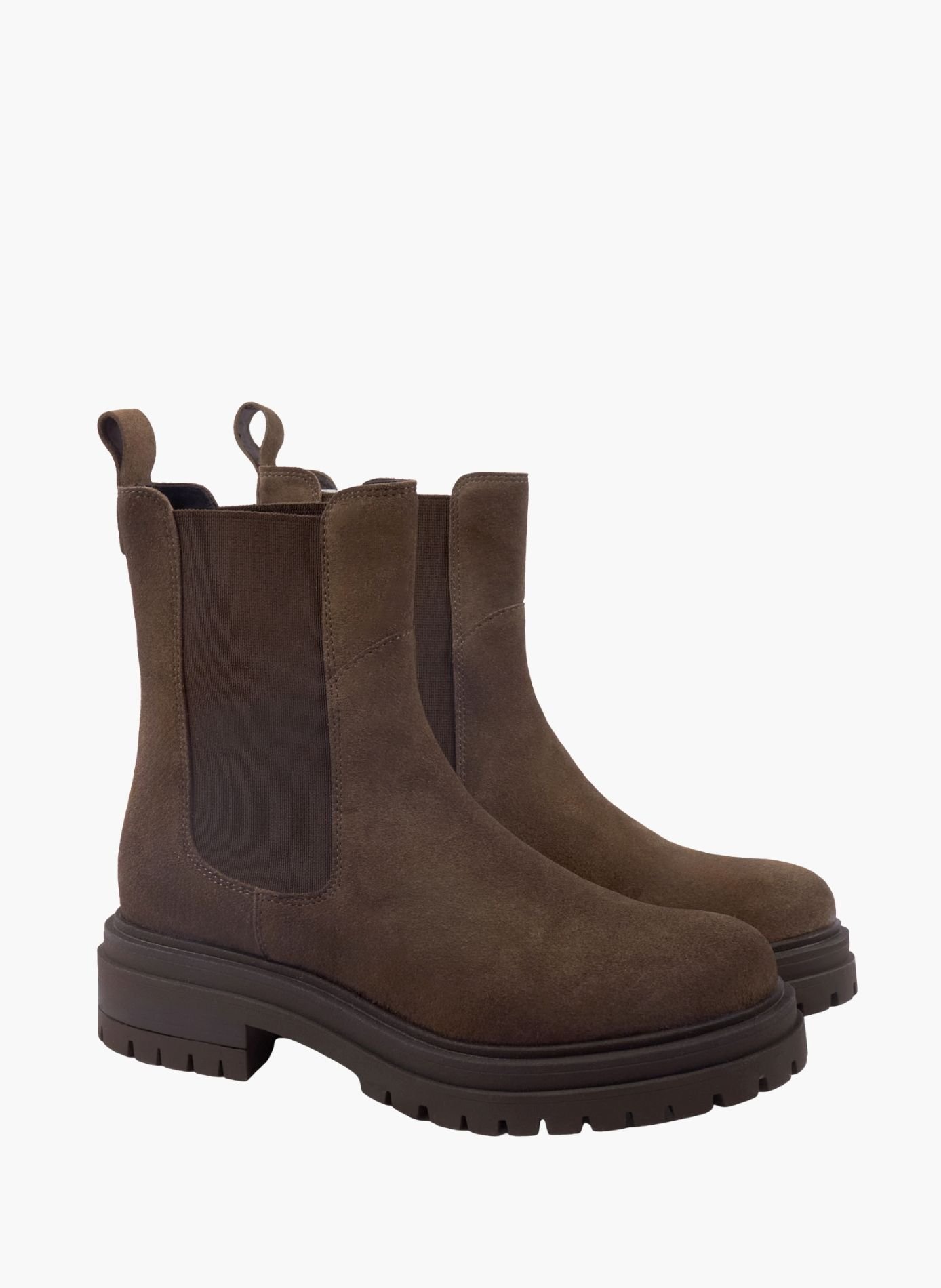 Bottines chelsea crantées cuir daim JULES & JENN Marron