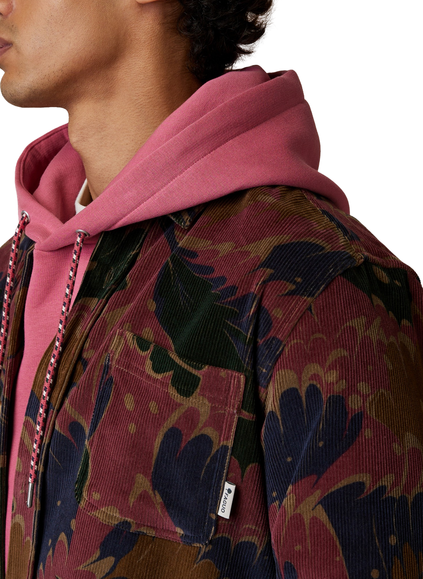 Surchemise droite imprimée en coton mélangé FAGUO Rose