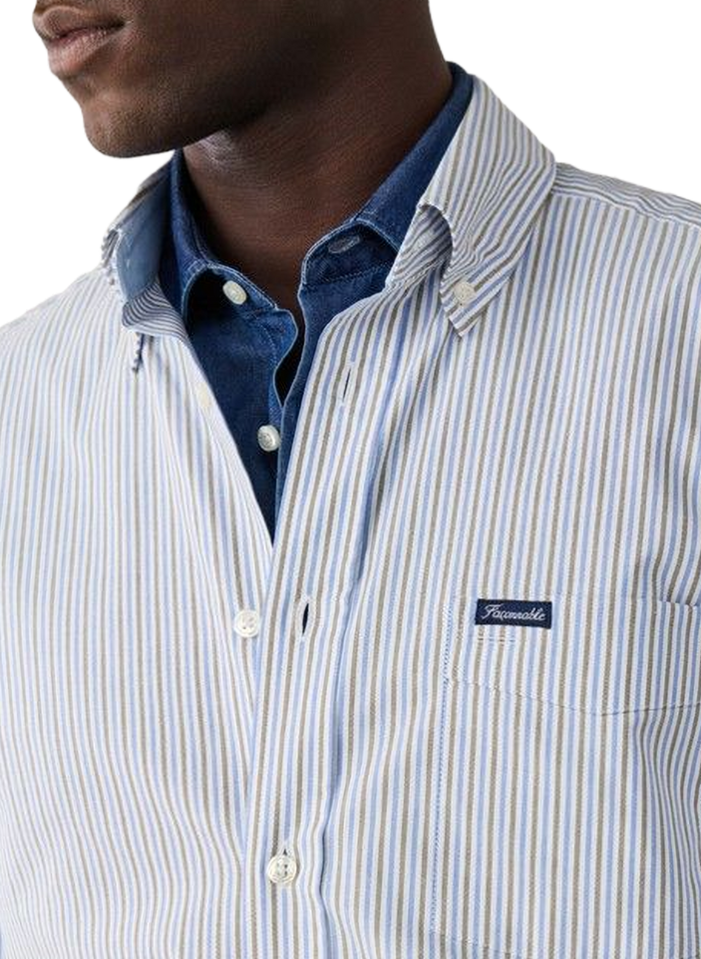 Classic-collar striped cotton shirt FACONNABLE Beige