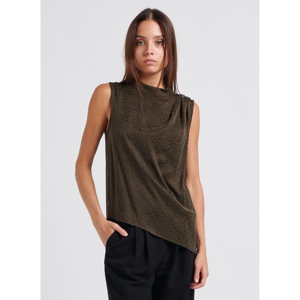 Top droit col montant en jacquard