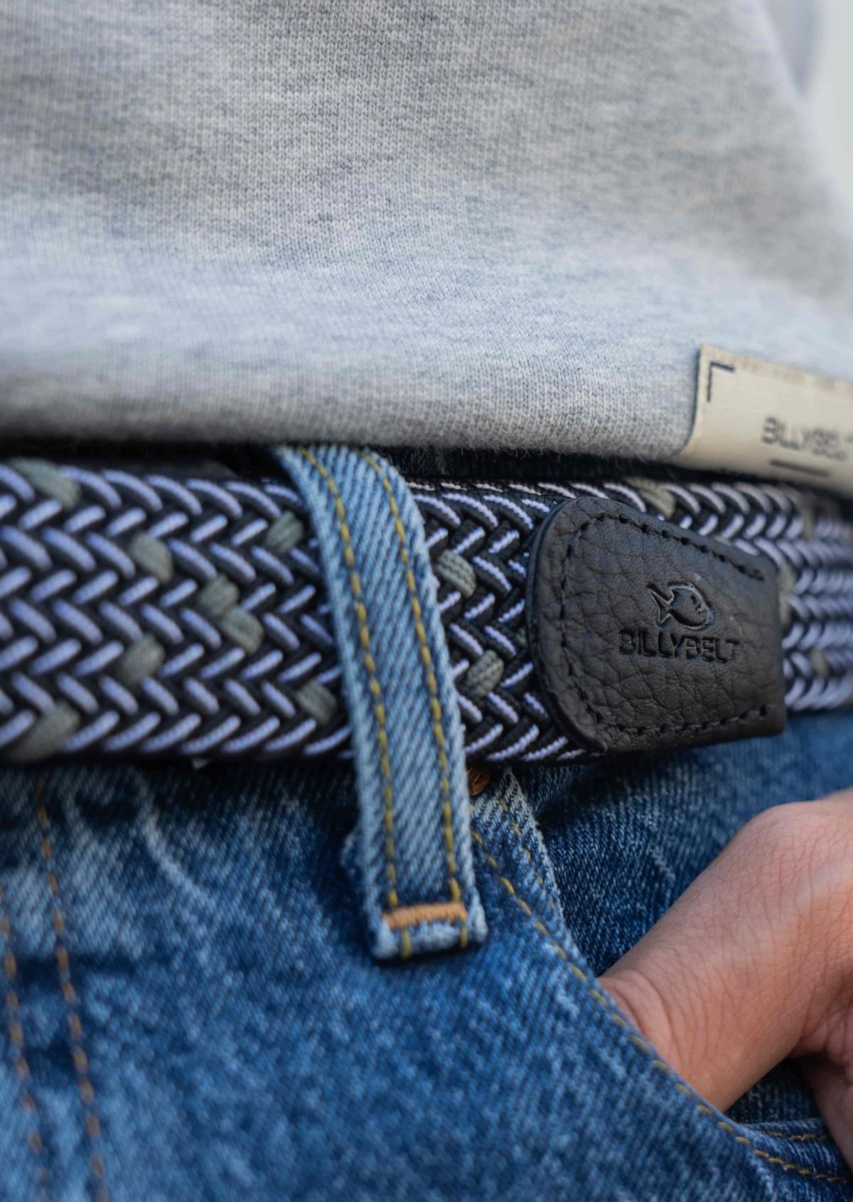 Ceinture tressée élastique multicolore BILLYBELT Bleu