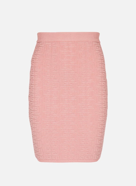 Jupe en maille monogramme pb labyrinthe Rose by BALMAIN BALMAIN Jupe en maille monogramme pb labyrinthe Rose