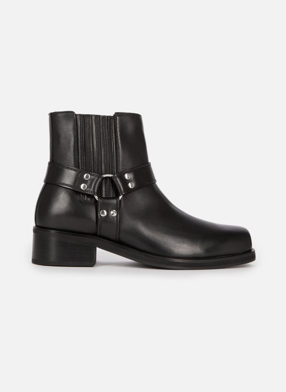 Bottines avec sangles en cuir Noir by THE KOOPLES THE KOOPLES Bottines avec sangles en cuir Noir
