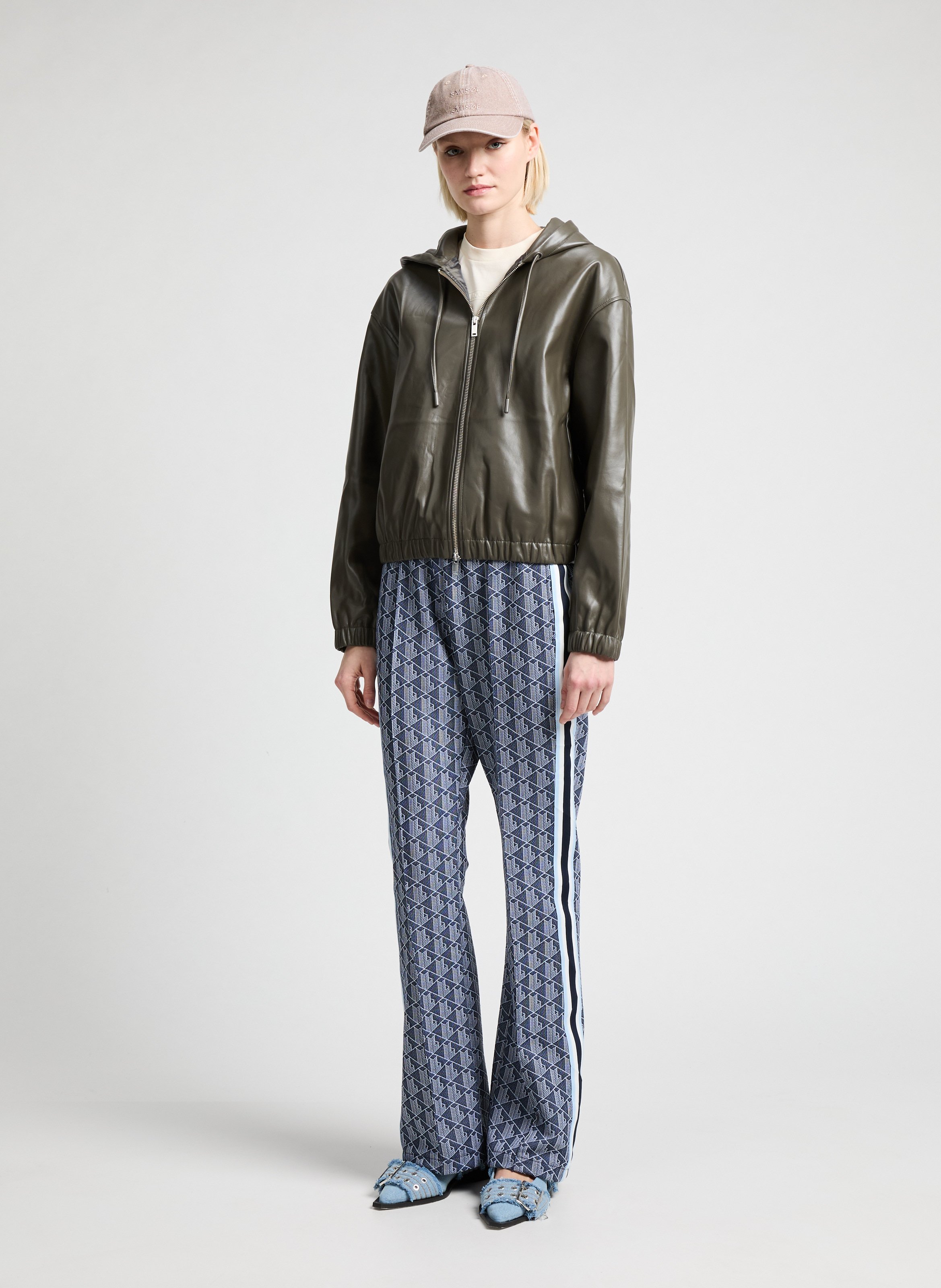 Blouson en cuir mélangé  SAMSOE SAMSOE Marron