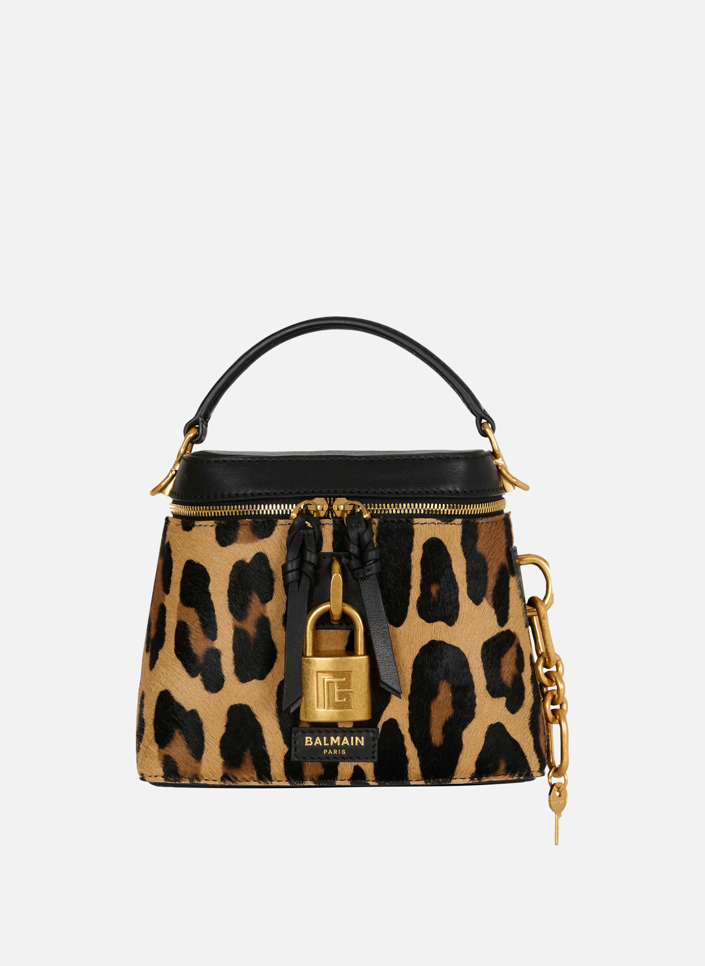 Sac pulse vanity en cuir motif léopard BALMAIN Marron