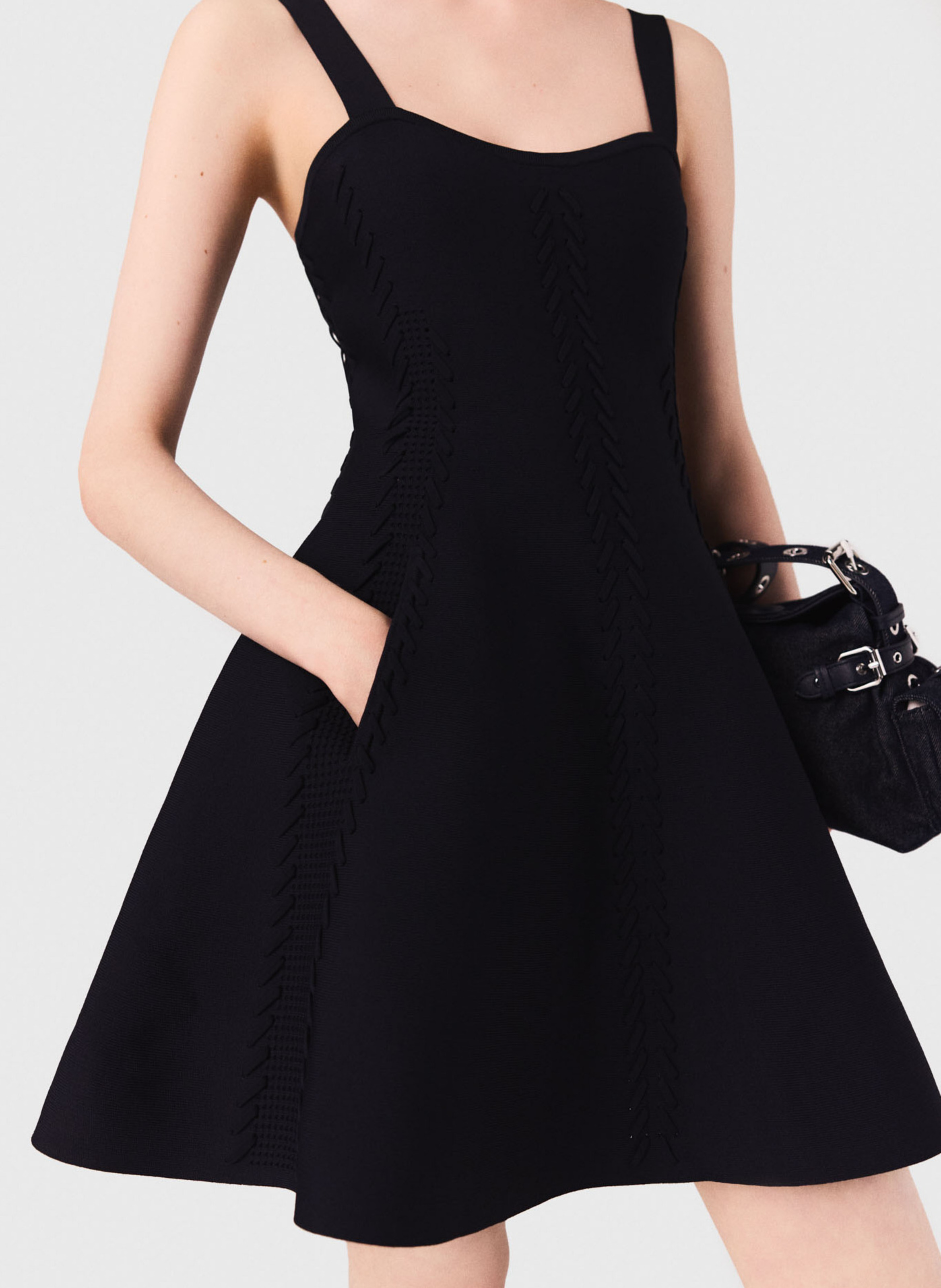 Robe courte patineuse à bretelles MAJE Bleu