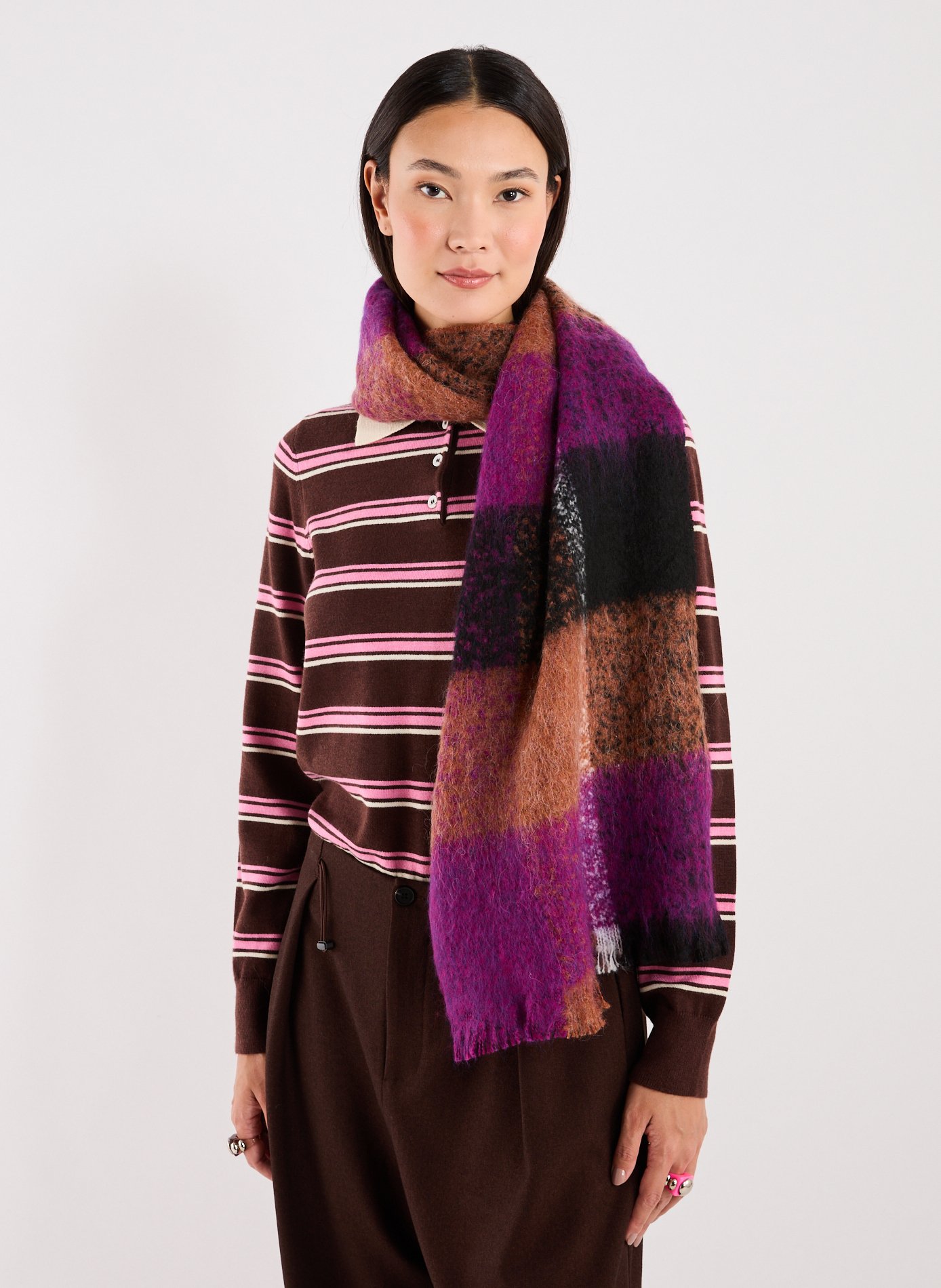 Maika Checkered Scarf AU PRINTEMPS PARIS Purple