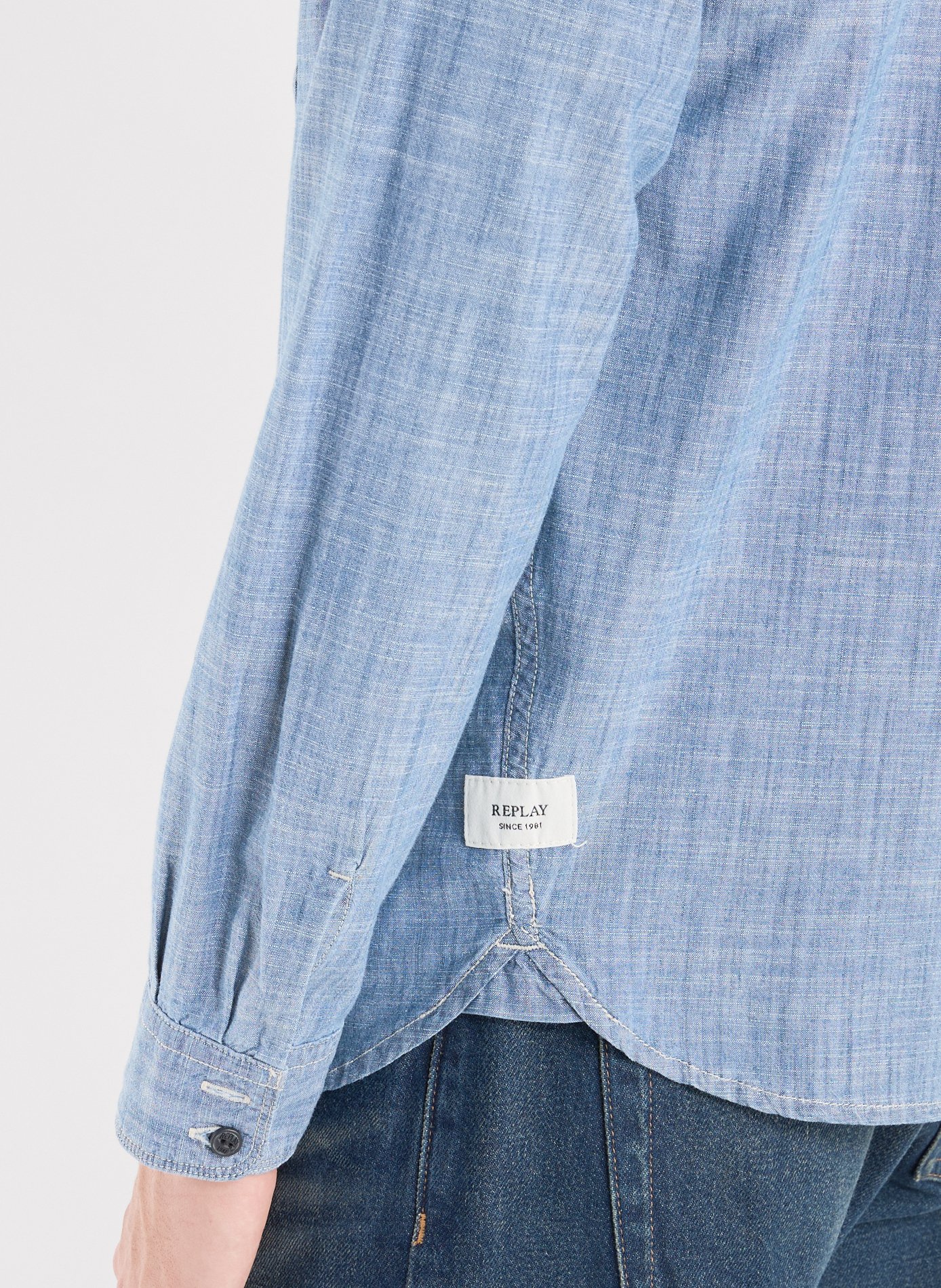 Chemise col classique en coton REPLAY Bleu