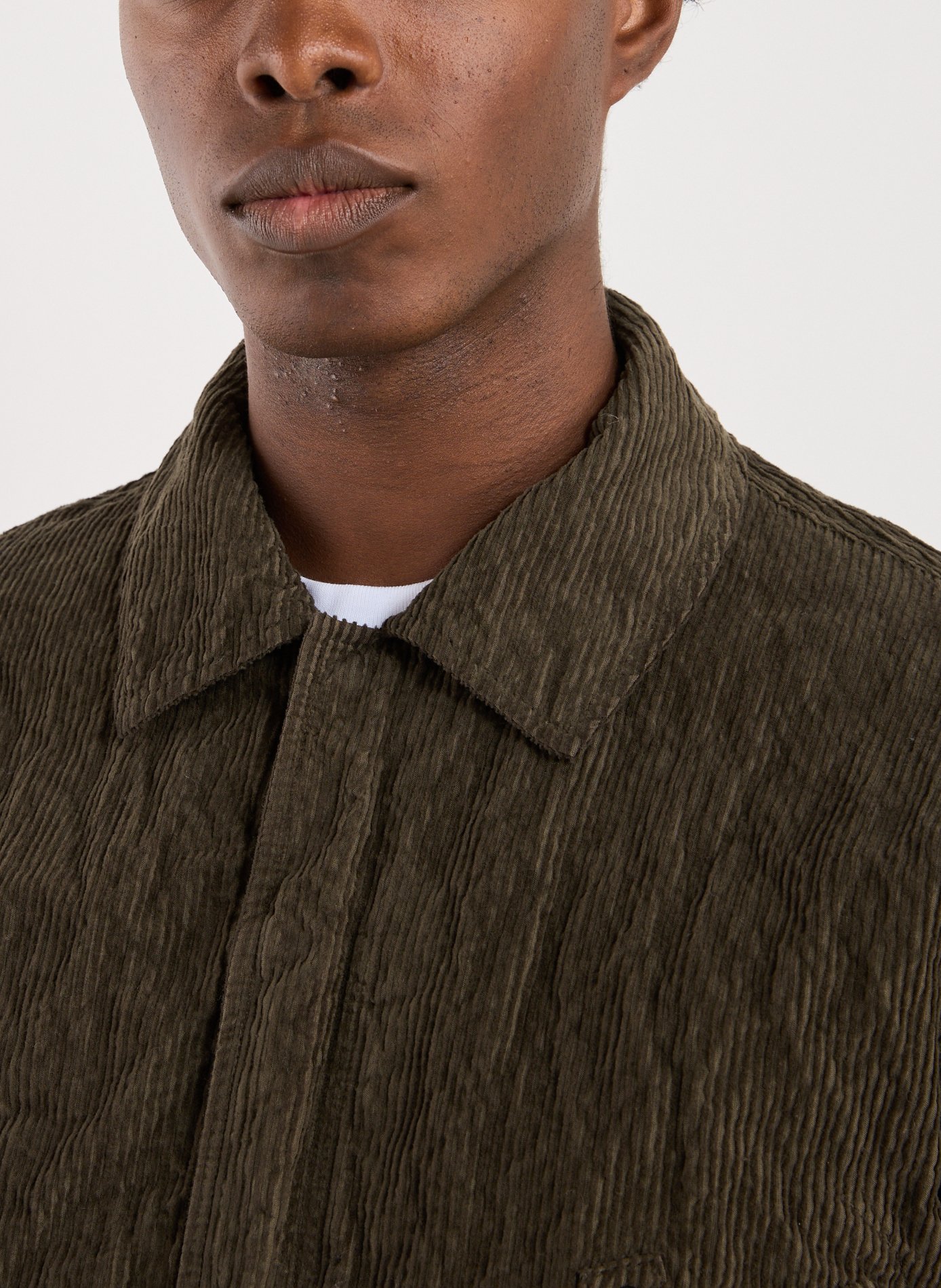 Chemise droite en coton mélangé STONE ISLAND Vert