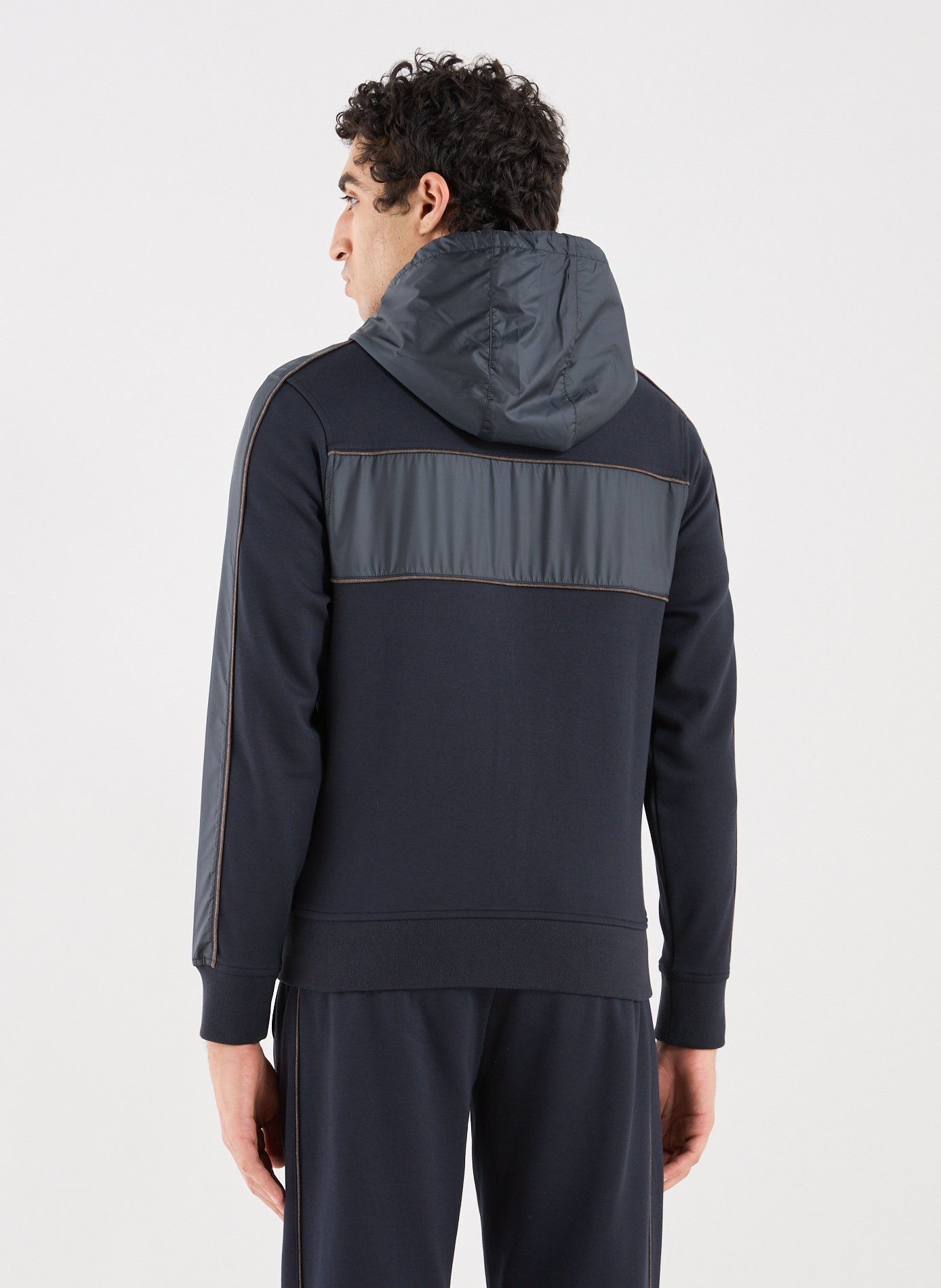 Sweatshirt zippé à capuche en coton mélangé EDEN PARK Bleu