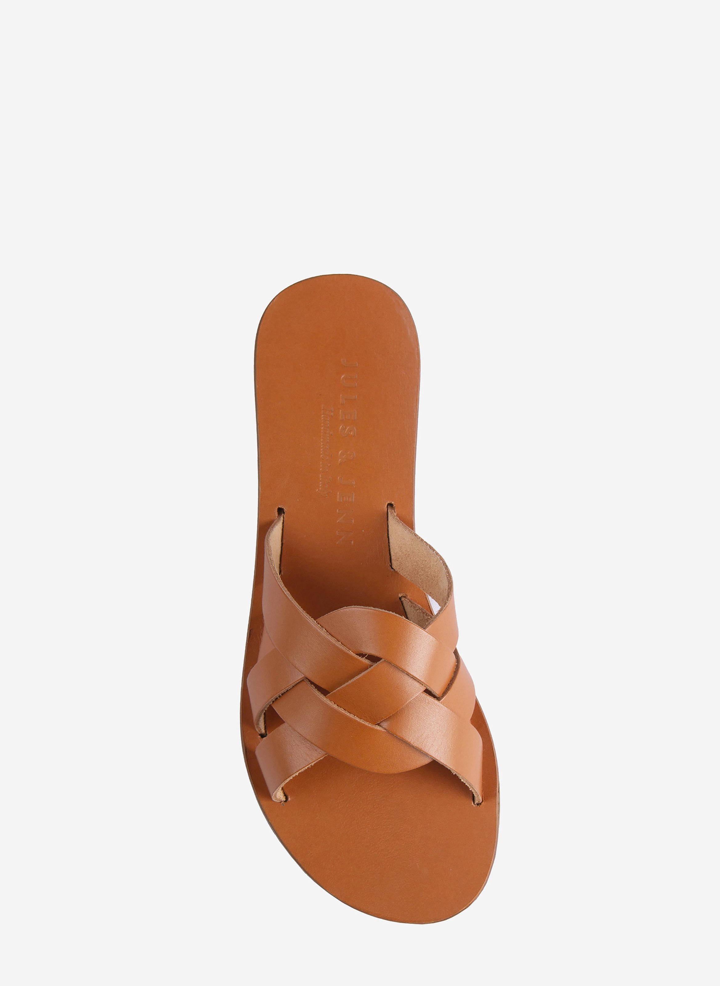 Mules plates jade cuir JULES & JENN Marron