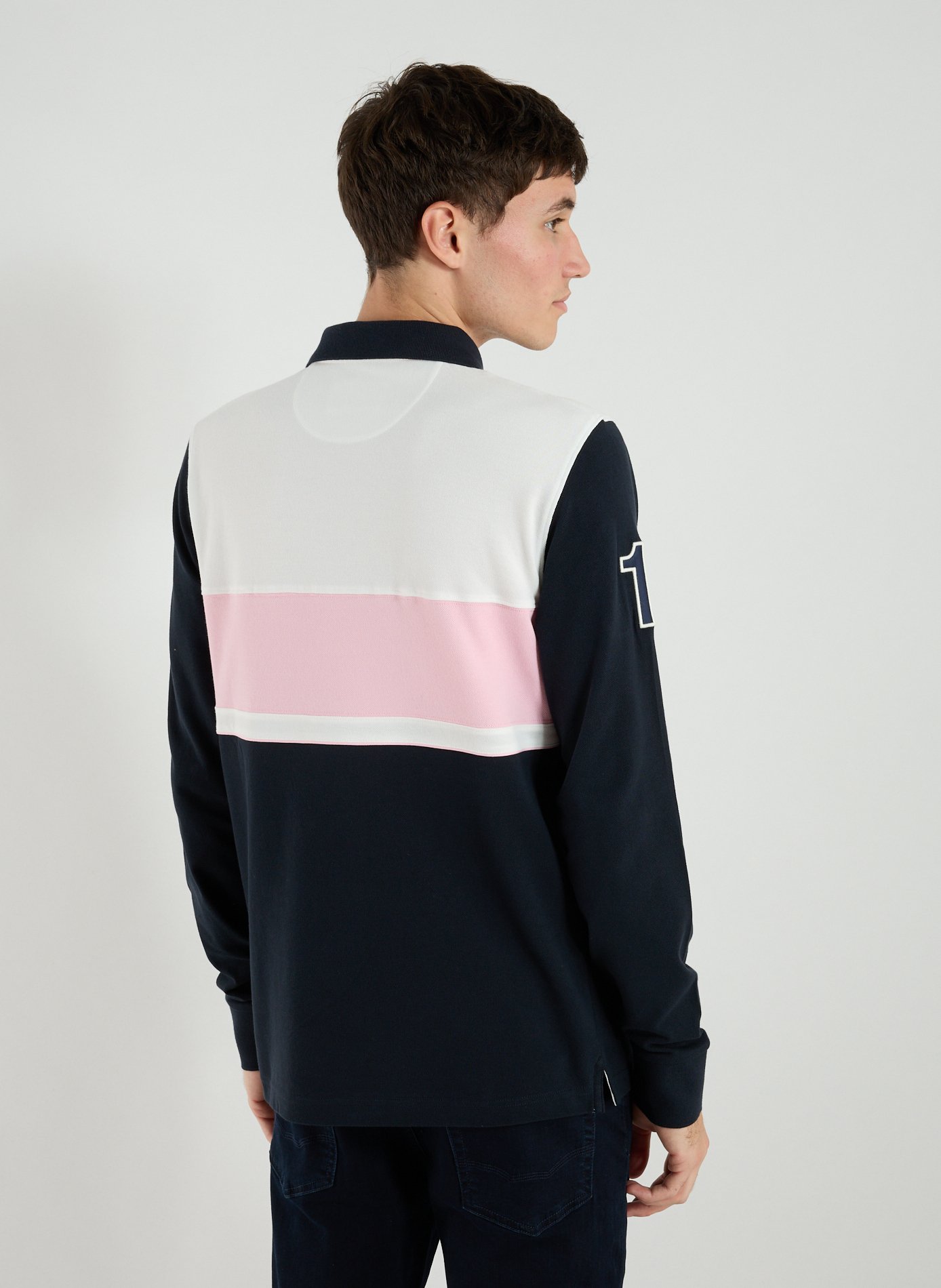 Long-sleeved cotton polo shirt EDEN PARK Pink