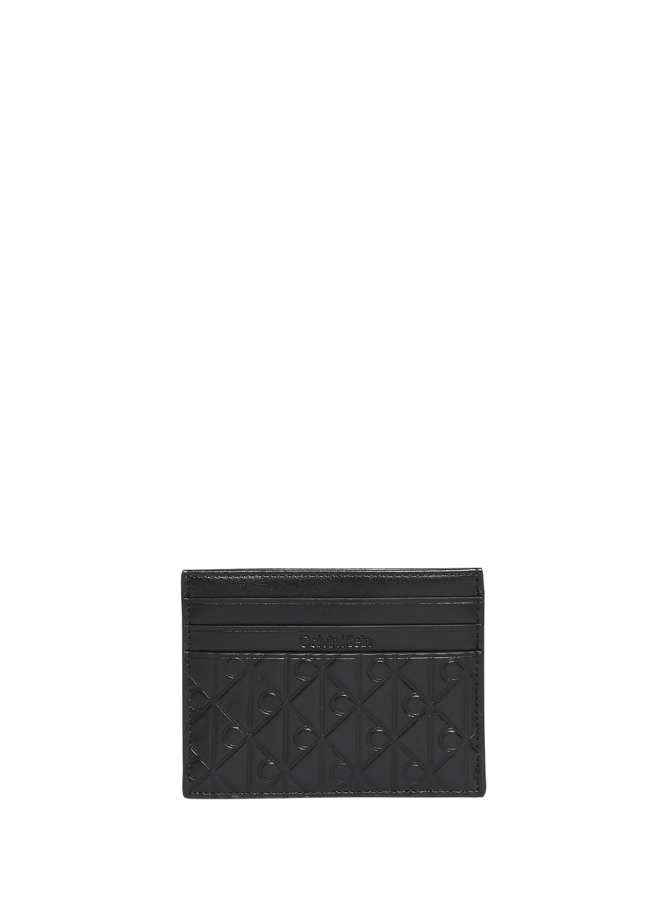 Textured leather card holder CALVIN KLEIN Black