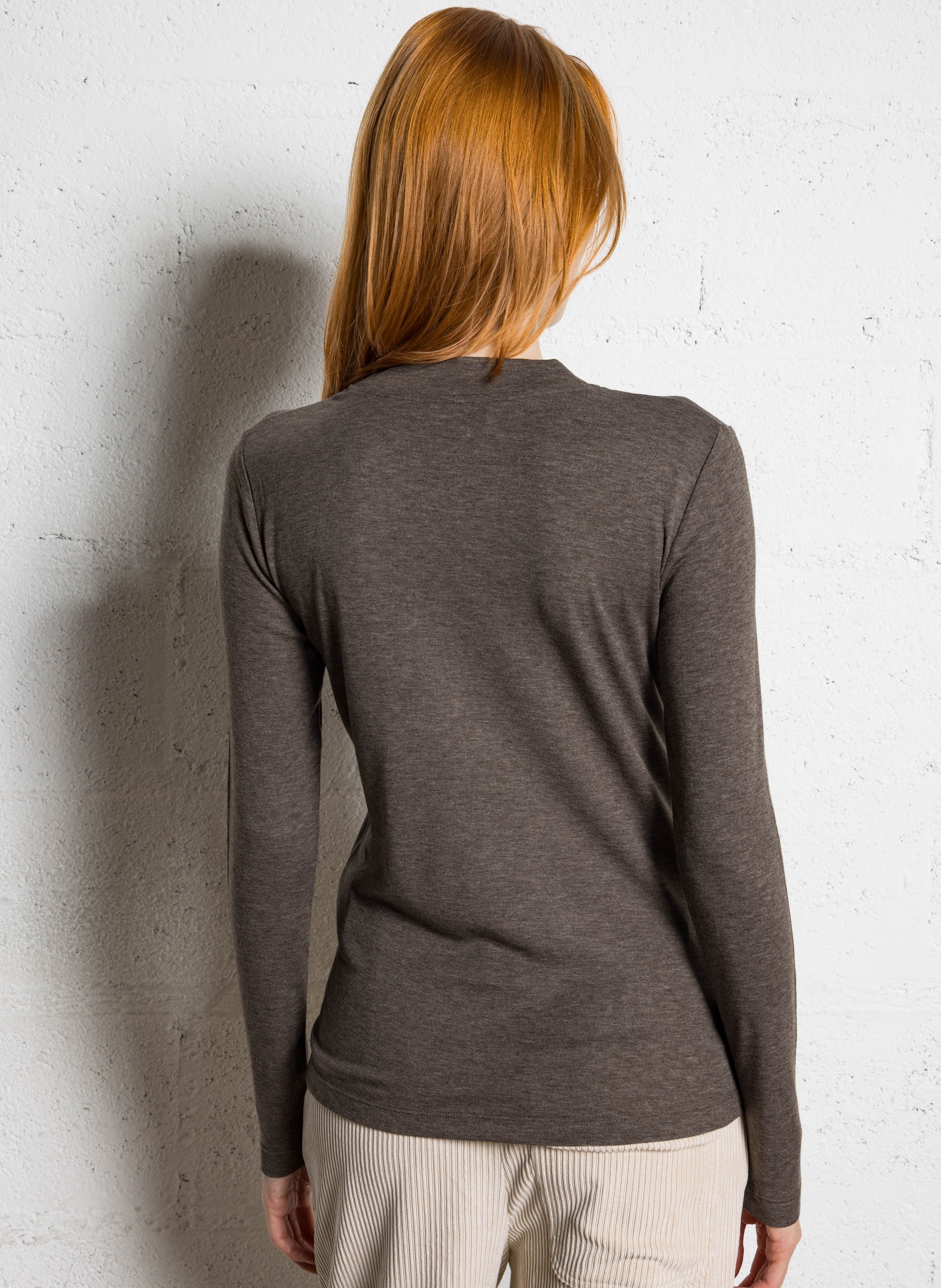 Tee-shirt manches longues fluide à col montant Flynn MAISON 123 Gris