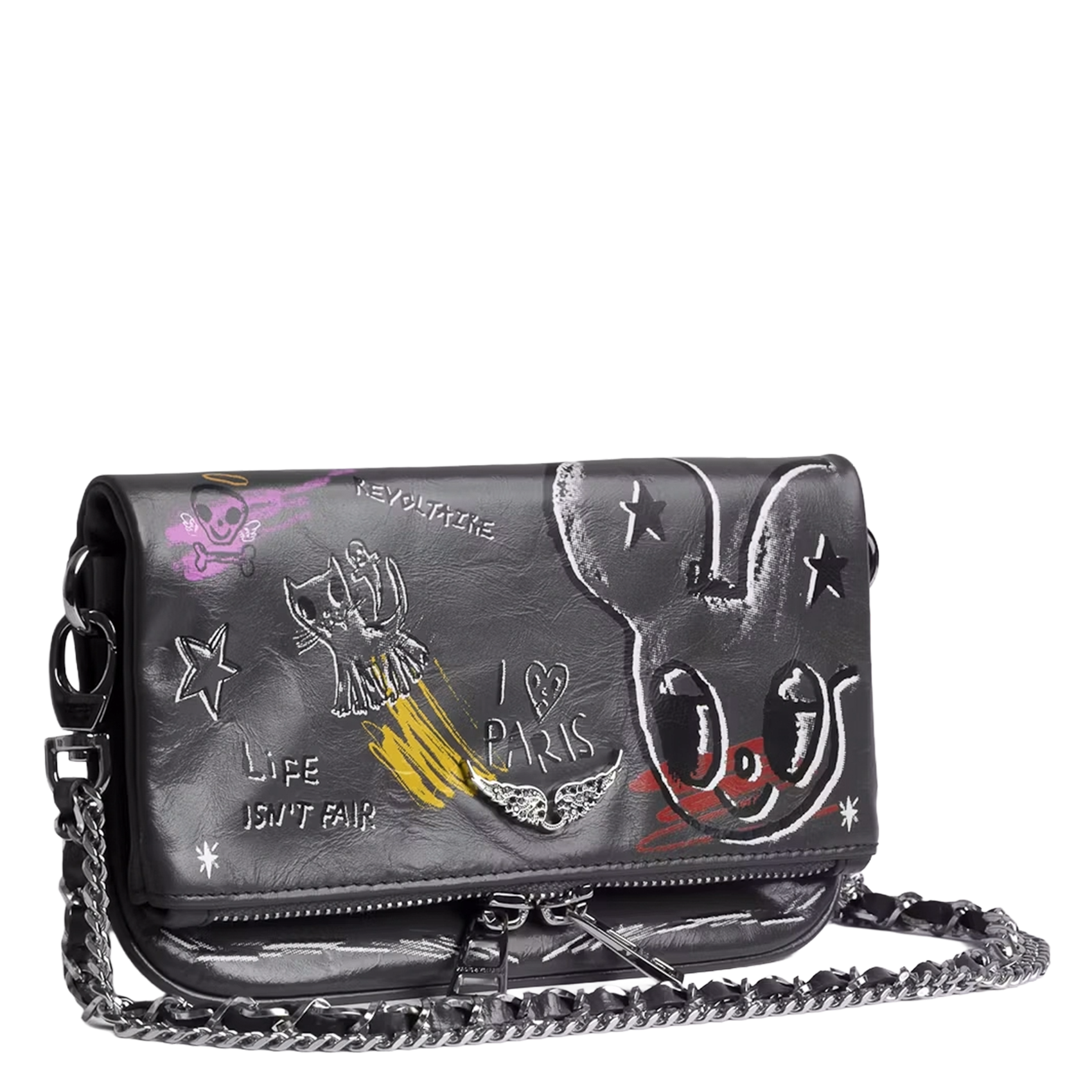 Sac bandoulière en cuir rock nano ZADIG&VOLTAIRE Gris