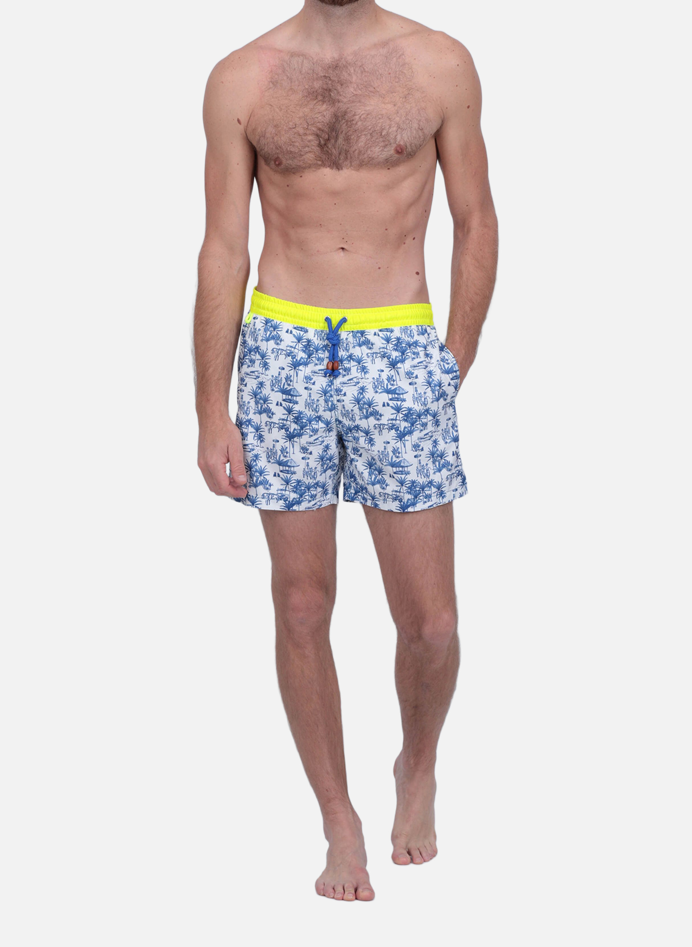 Short de bain   toile balinaise GILI'S Bleu
