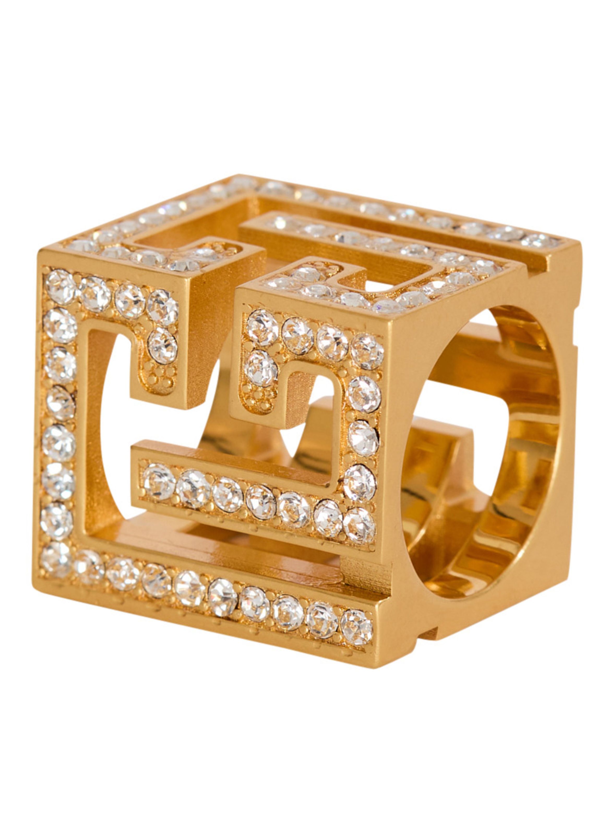 Bague cube à strass pb 3d BALMAIN Argent
